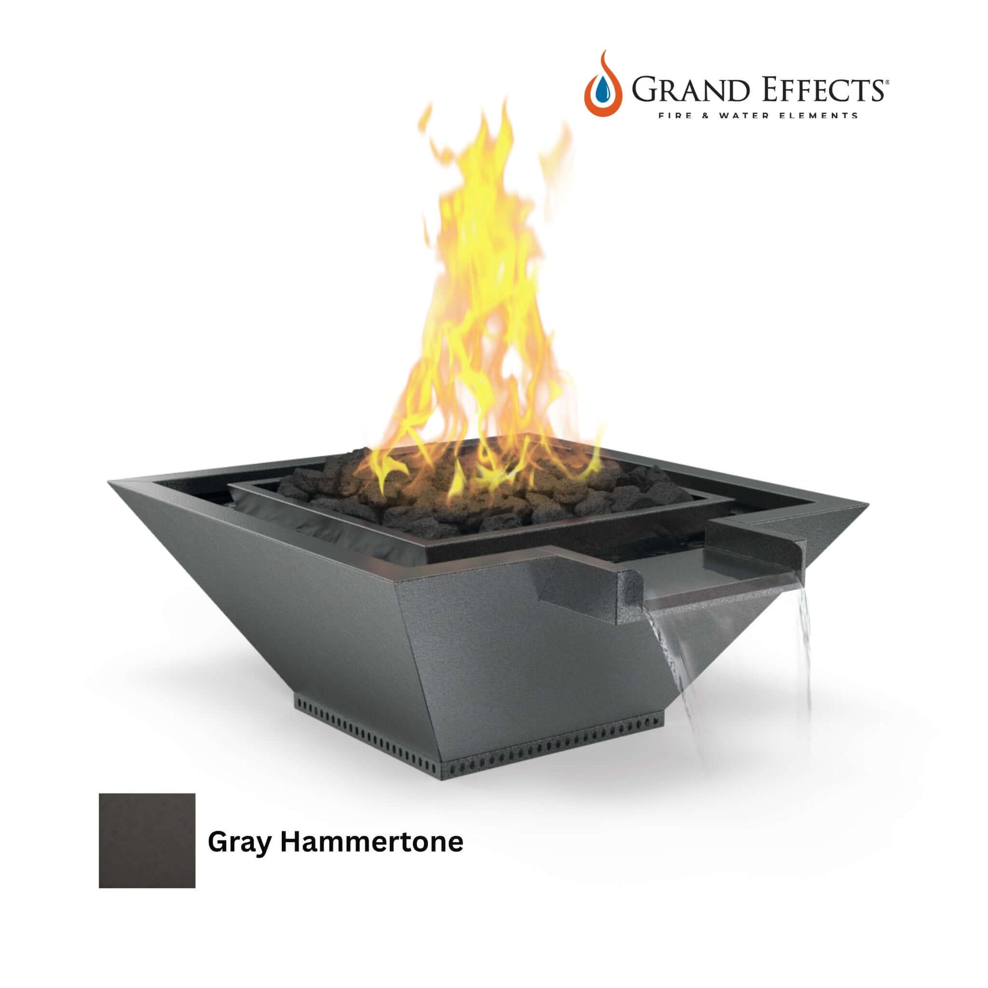 Grand Effects Square Fire & Water Bowl in Gray Hammertone by Discount Pool Mart (DPM) - SKU: 12345