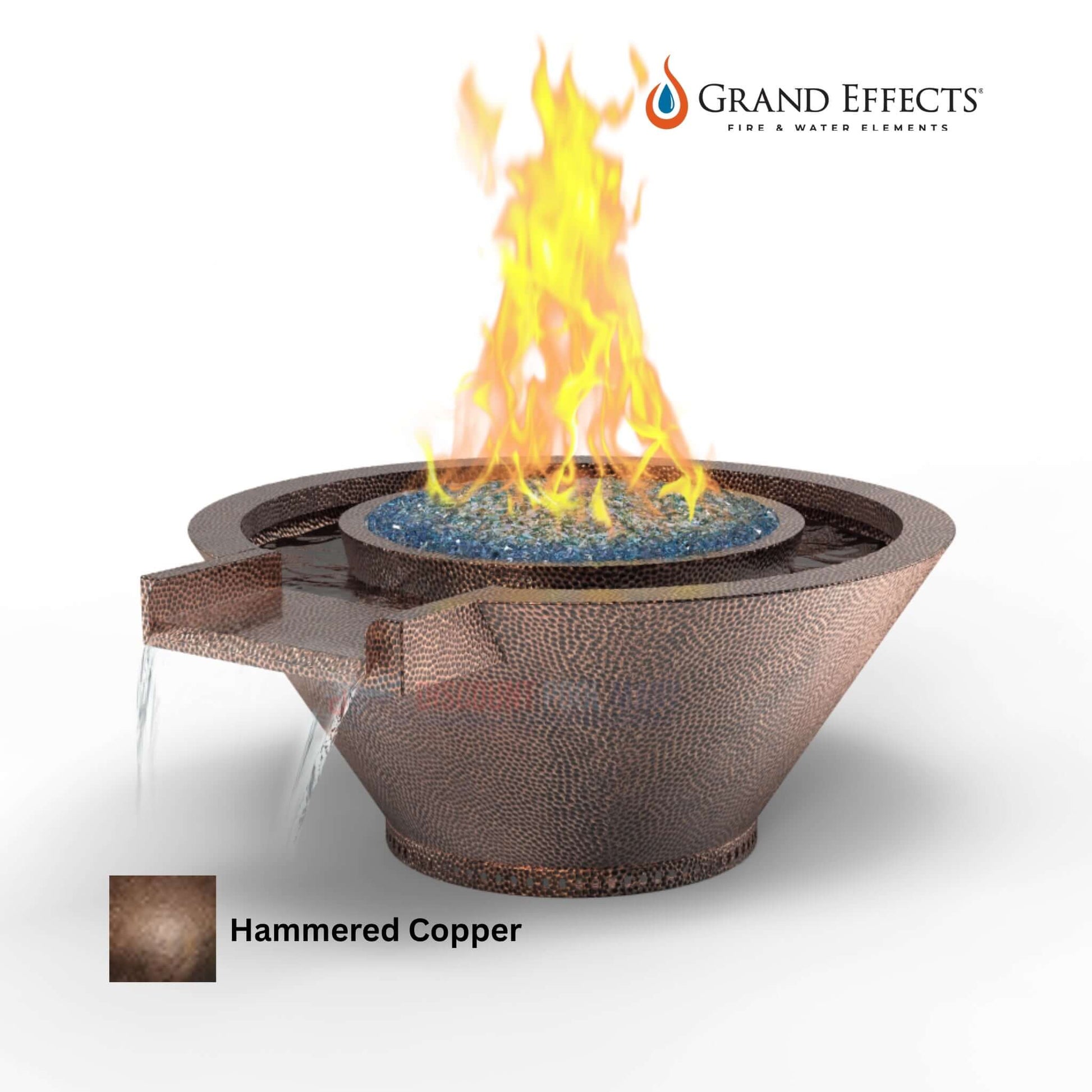 Grand Effects Fire & Water Bowl in Oil Rubbed Hammered Copper, SKU DPM, Artisan Series by Discount Pool Mart.