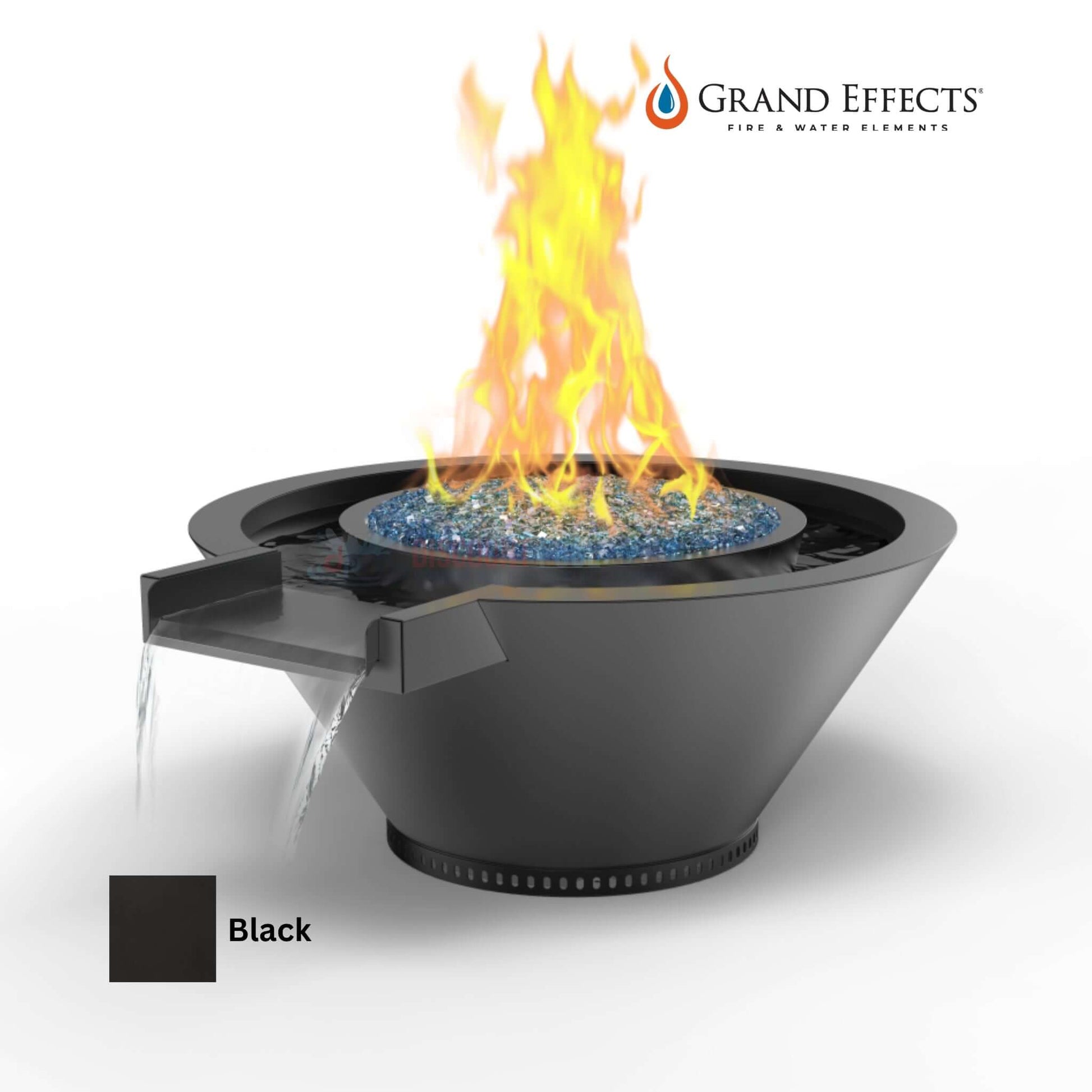 Grand Effects Round Essex Fire & Water Bowl in Black, Artisan Series, SKU #DPM, by Discount Pool Mart.