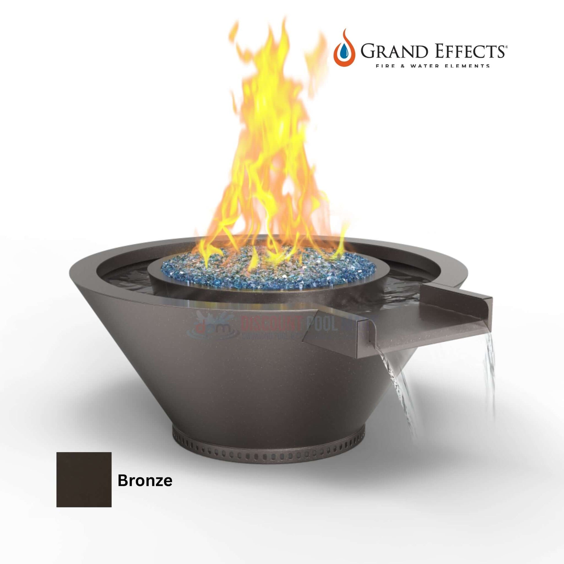 Grand Effects Round Essex Fire & Water Bowl in Bronze with Extended Lip | DPM SKU: GE-REW-001 | Discount Pool Mart