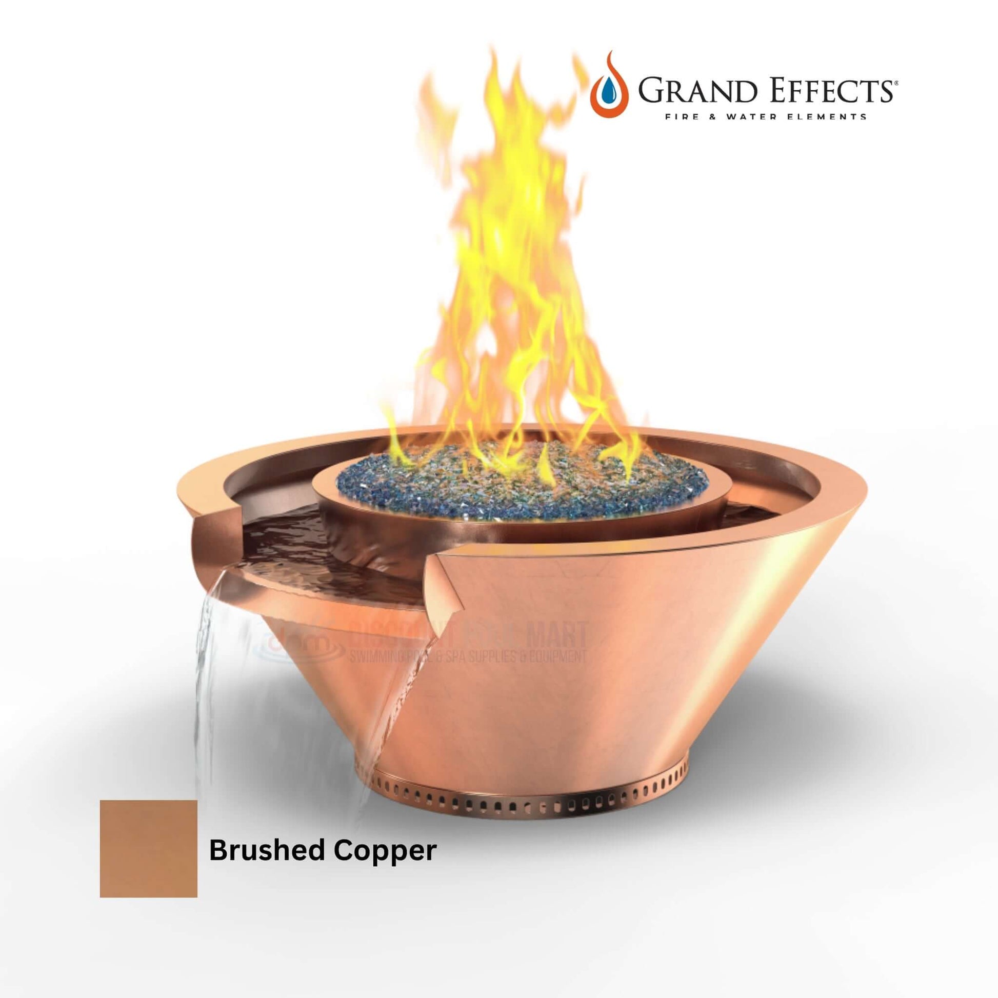 Grand Effects Round Essex Fire & Water Bowl, Artisan Seamless Lip in Copper from Discount Pool Mart DPM