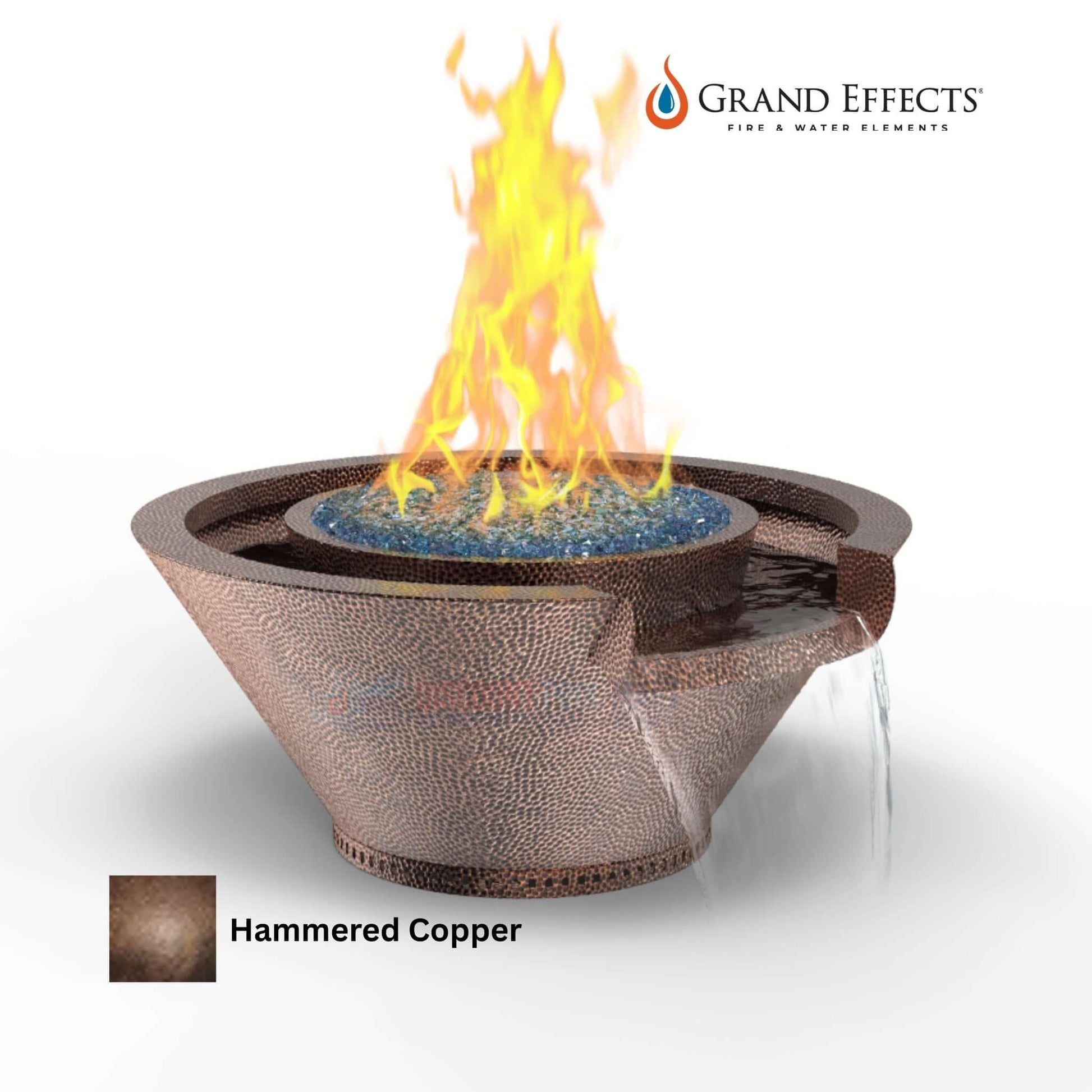 Grand Effects Oil Rubbed Round Essex Fire & Water Bowl in Hammered Copper | SKU: DPM | Outdoor Feature by Discount Pool Mart