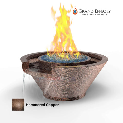 Grand Effects Oil Rubbed Round Essex Fire & Water Bowl in Hammered Copper, SKU: DPM-GrandEffects-FW-01
