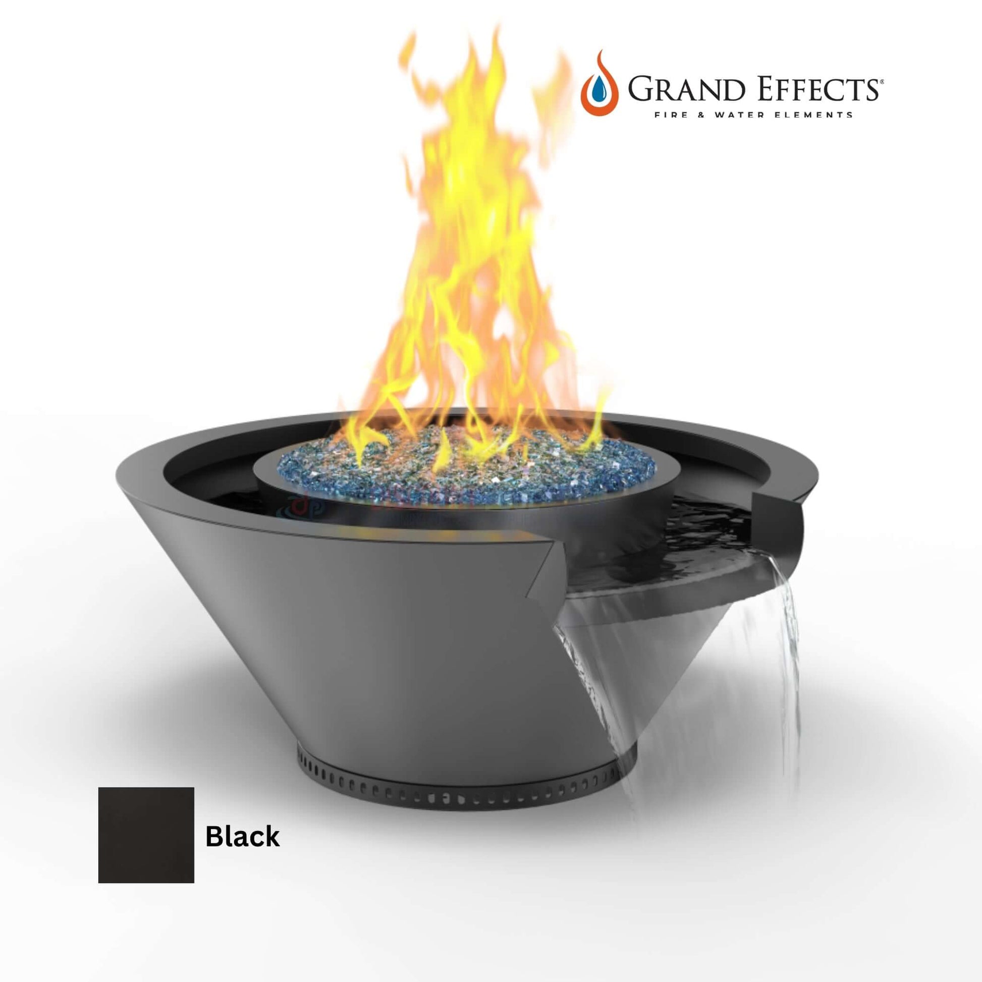 Grand Effects Round Essex Fire & Water Bowl in Black, Seamless Lip, DPM SKU: 12345, Discount Pool Mart.