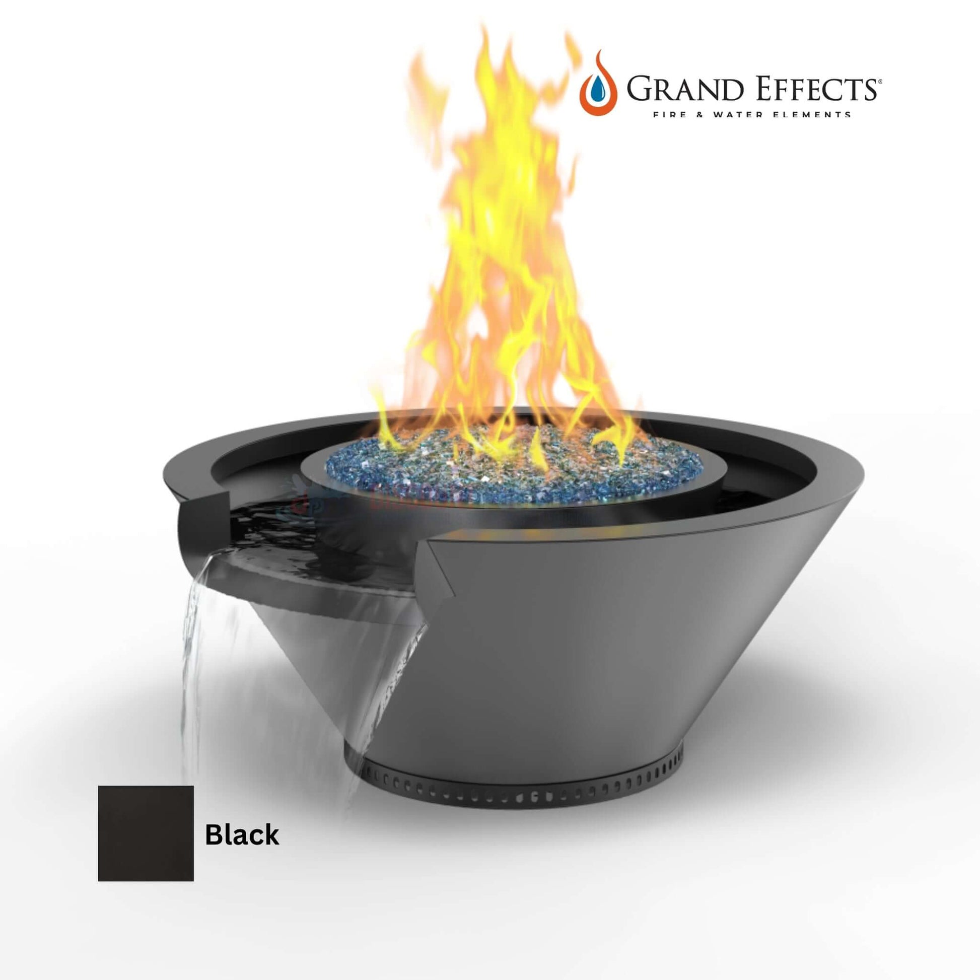 Grand Effects Round Essex Fire & Water Bowl in black, DPM, SKU: [SKU NUMBER], Artisan Series seamless design.