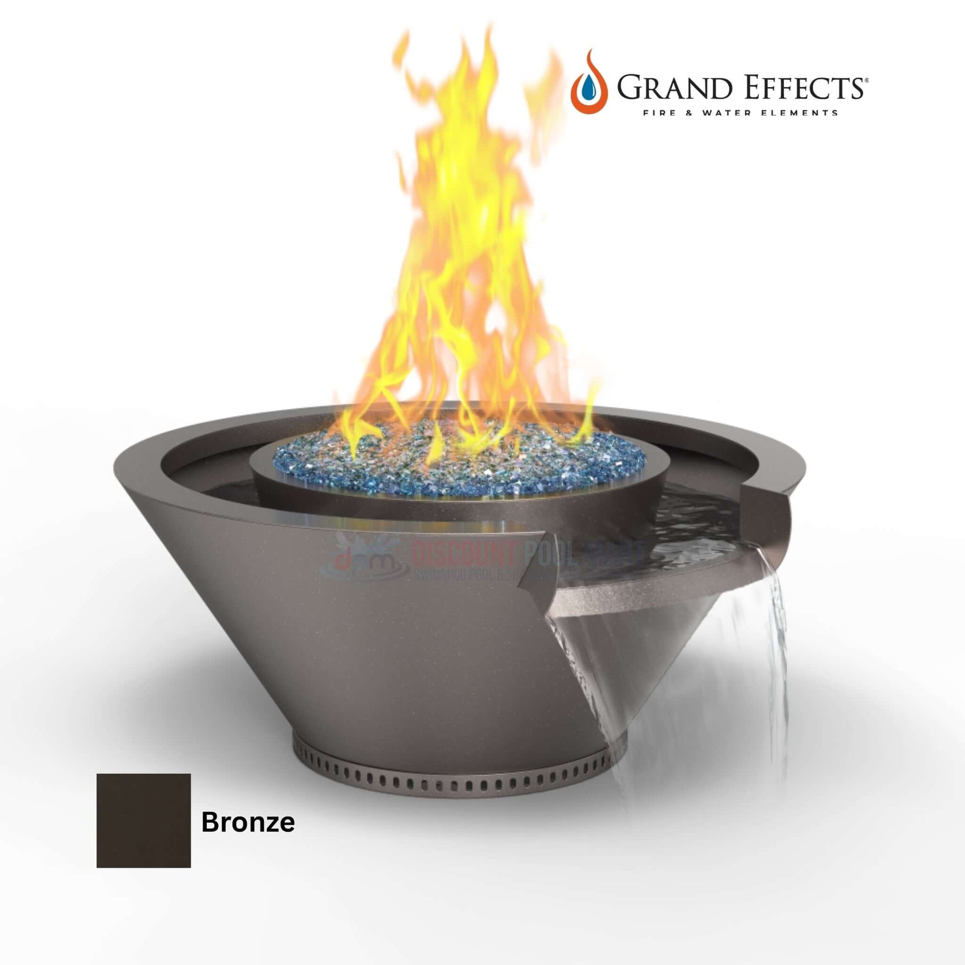 Grand Effects Round Essex Fire & Water Bowl in Bronze - Artisan Series Seamless Lip - Discount Pool Mart DPM