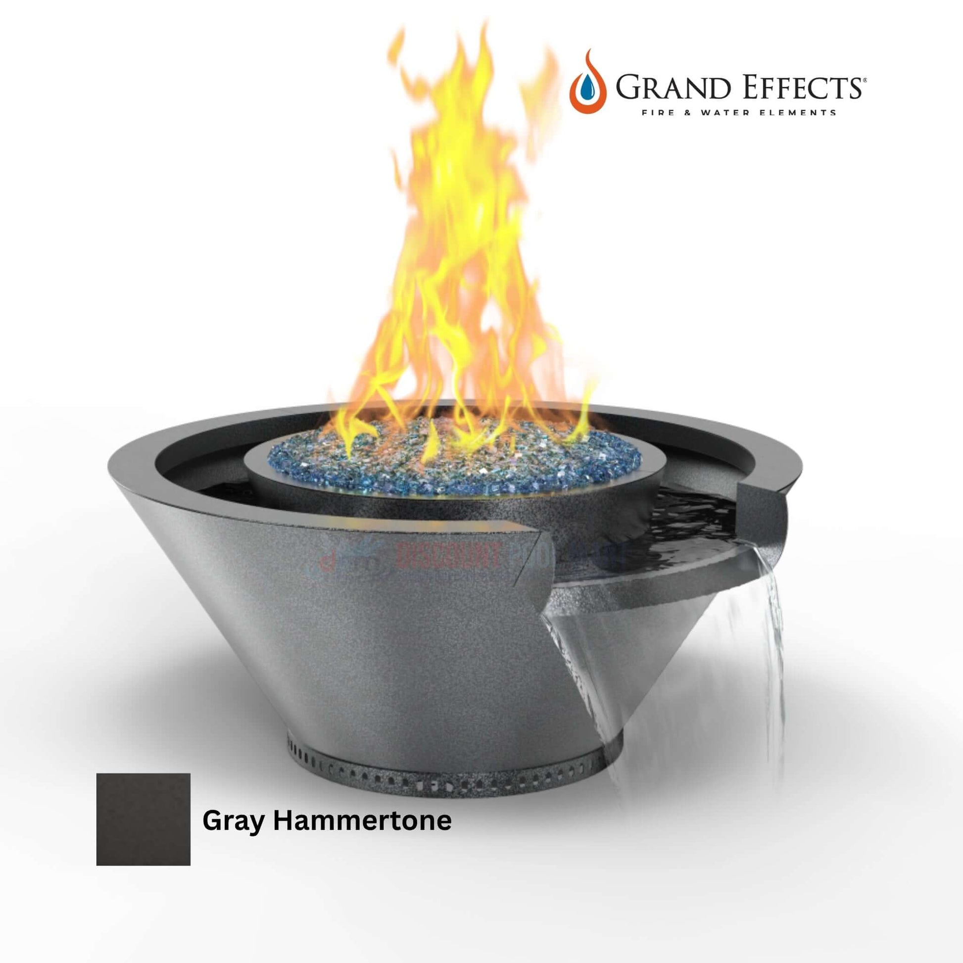 Grand Effects Round Essex Fire & Water Bowl Gray Hammertone by Discount Pool Mart DPM SKU: Grand-Effects-009