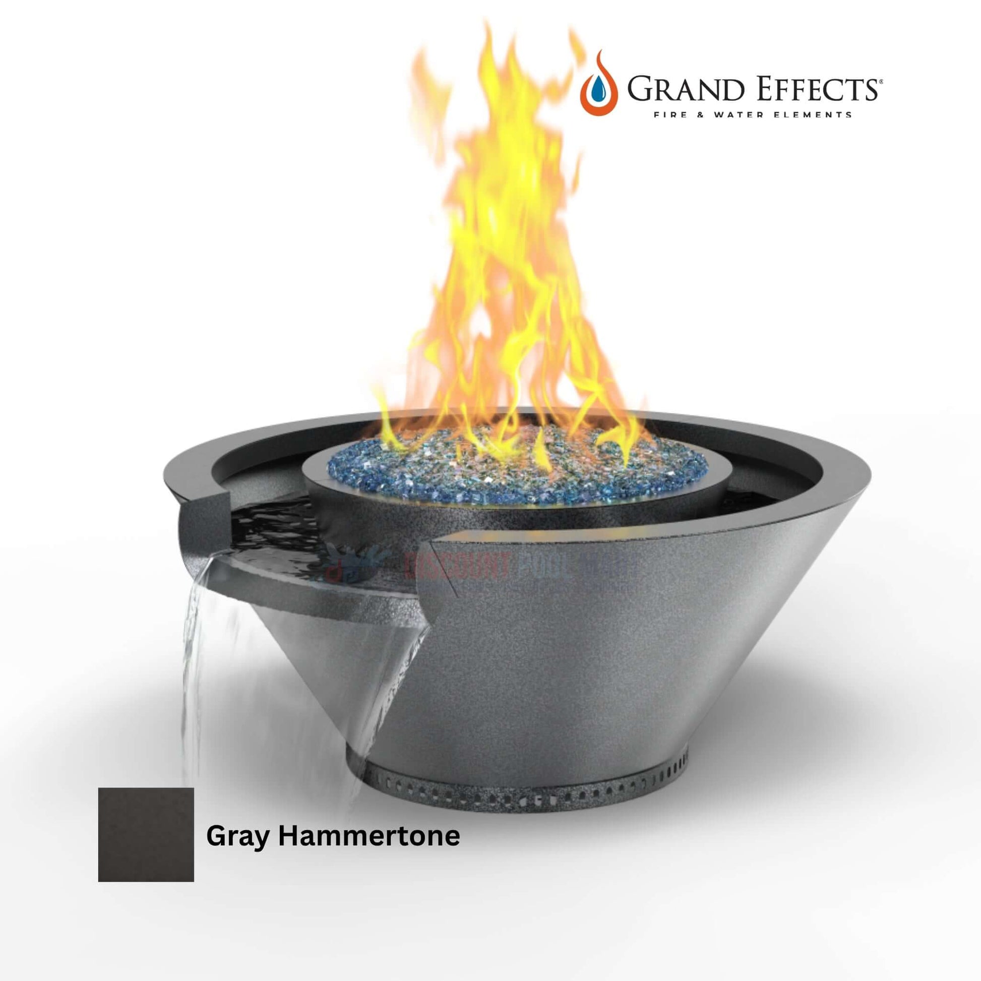 Grand Effects Round Essex Fire & Water Bowl in Gray Hammertone by Discount Pool Mart DPM, SKU: [SKU_NUMBER]