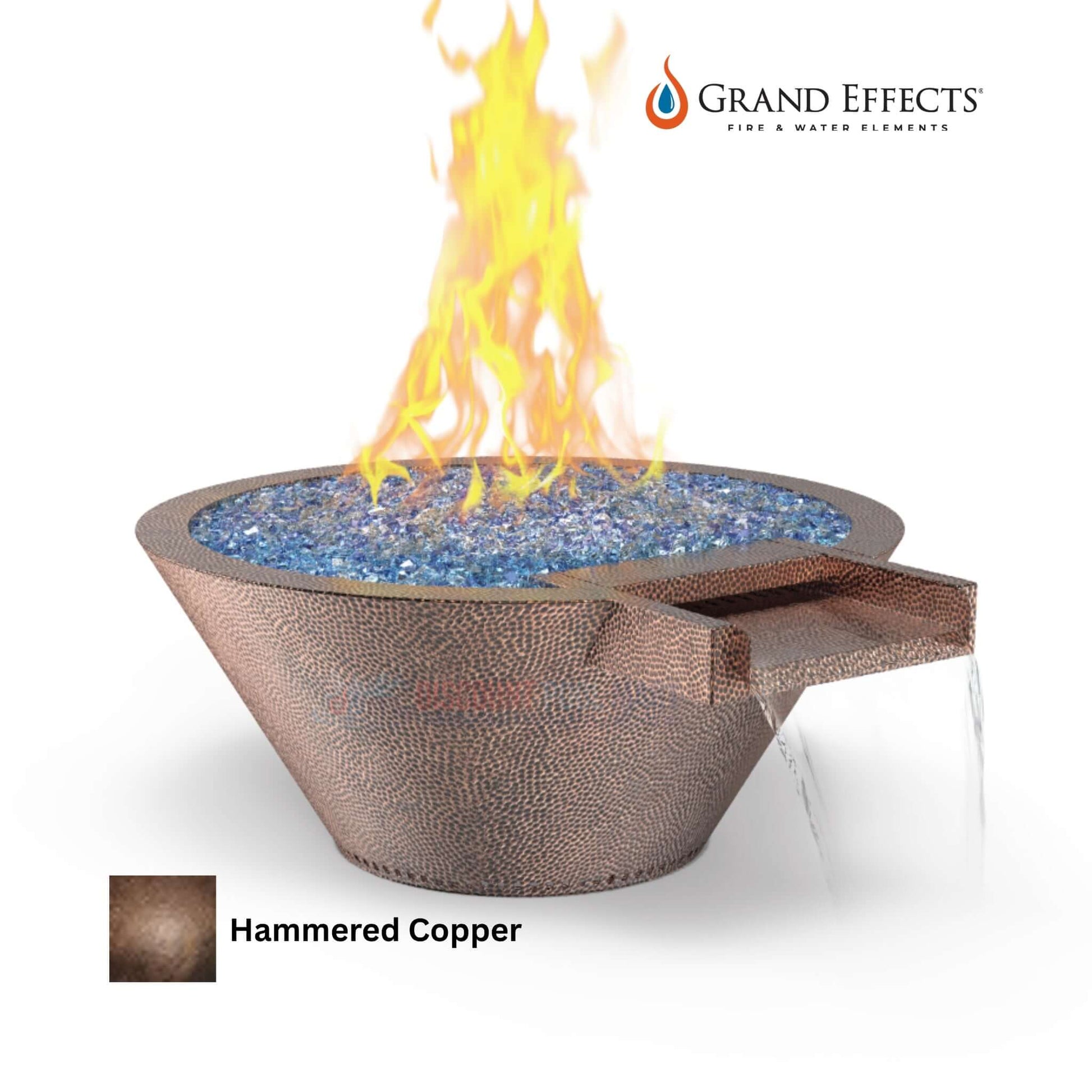 Grand Effects Fire & Water Bowl, Oil Rubbed Hammered Copper, DPM SKU: 30"/36", stunning outdoor fire feature.