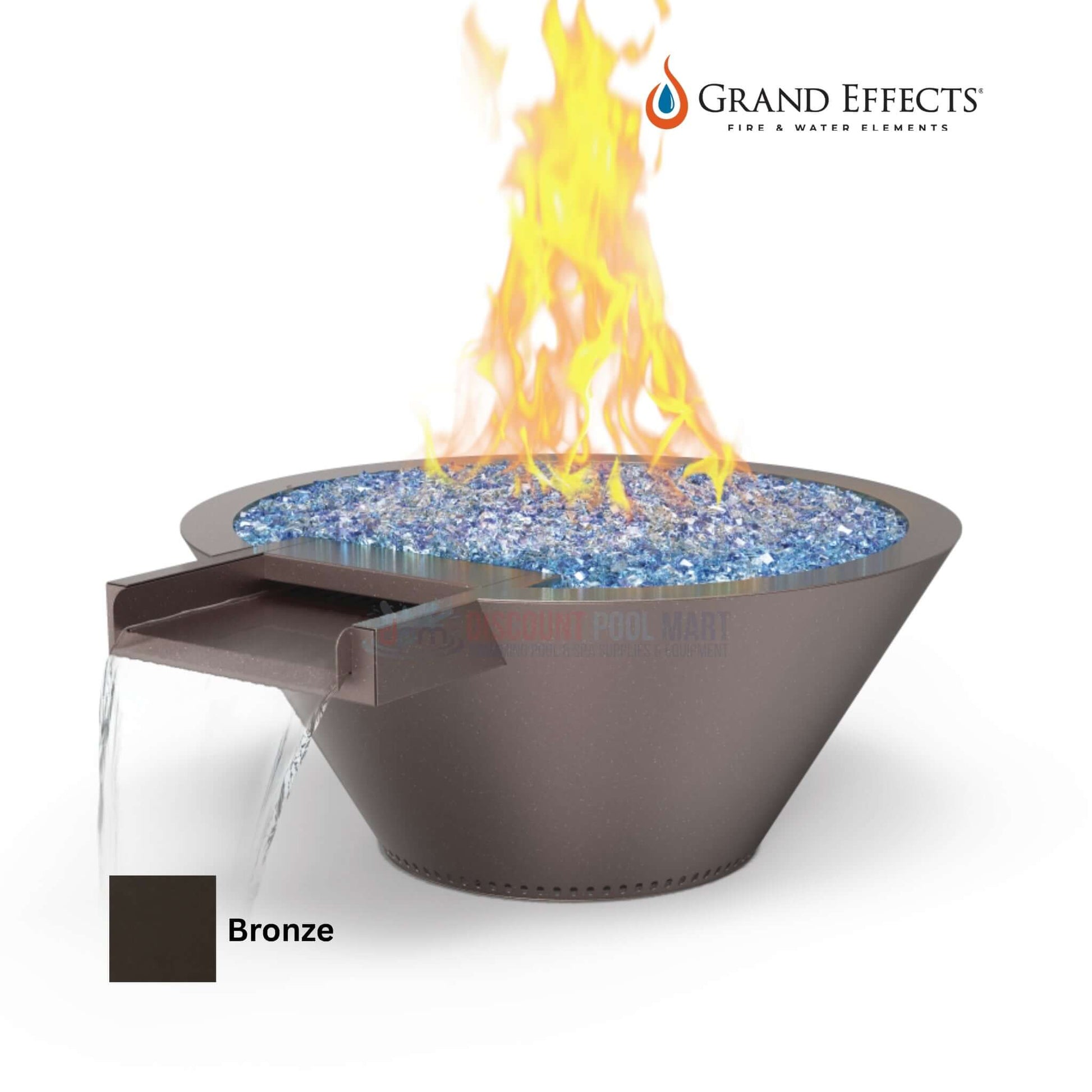 Grand Effects Round Essex Fire & Water Bowl DPM in Metallic Bronze, SKU: [part number], available at Discount Pool Mart.