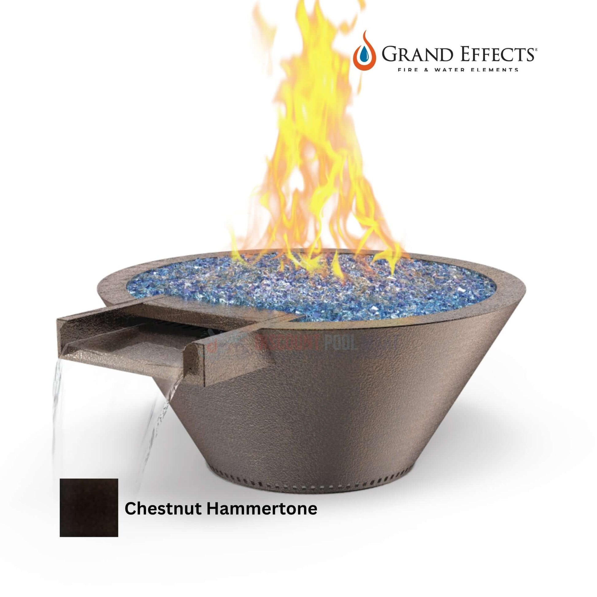 Grand Effects Round Essex Fire & Water Bowl in Chestnut Hammertone DPM, SKU: Builder Series with fire feature.
