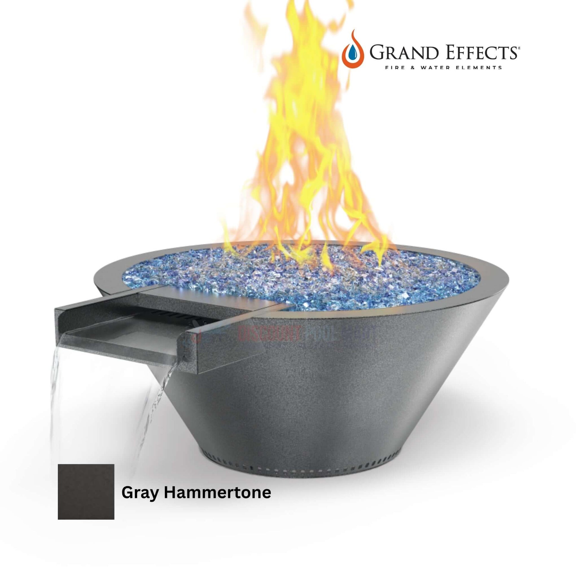 Grand Effects Round Essex Fire & Water Bowl in Gray Hammertone by Discount Pool Mart DPM. SKU: 12345