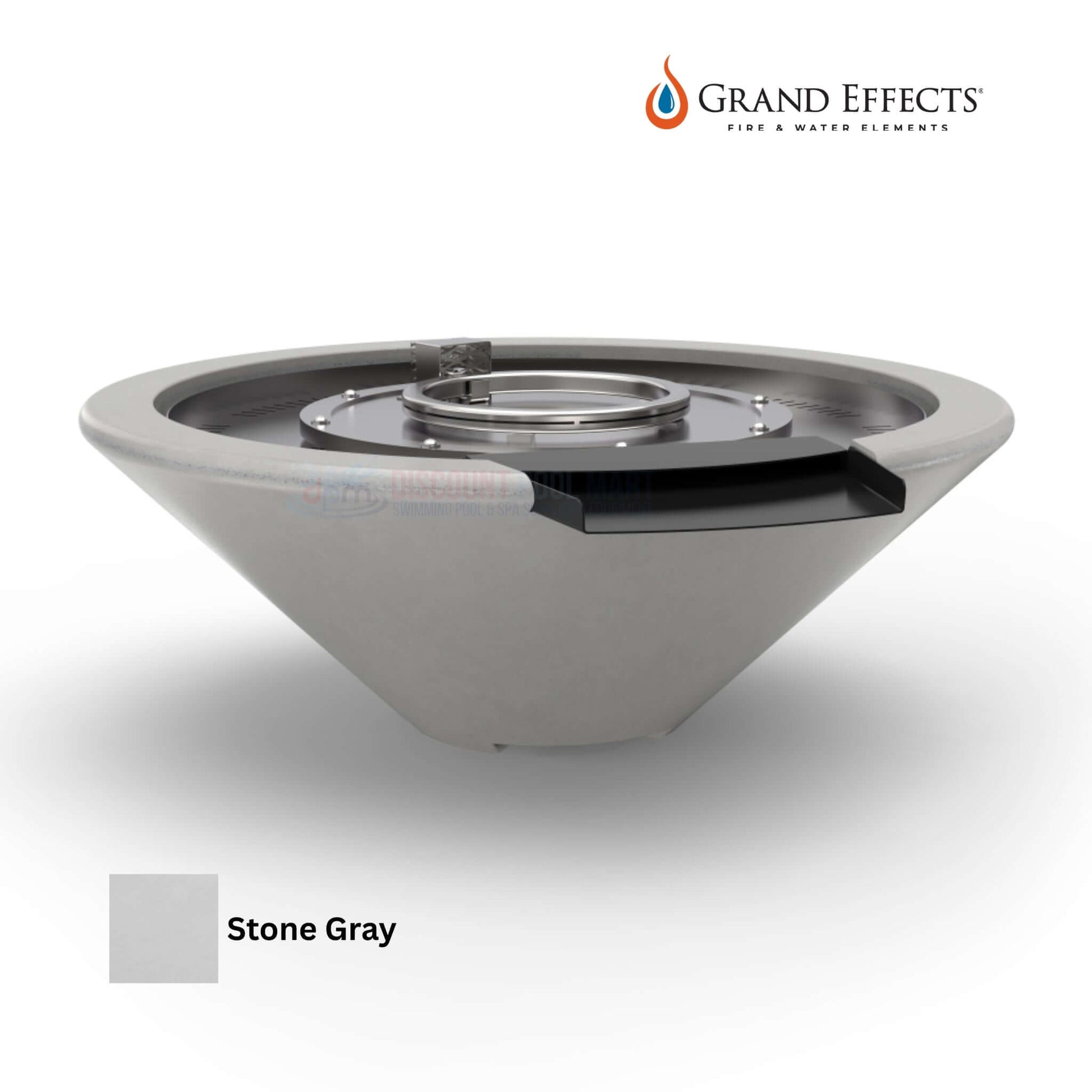 Grand Effects Essex Fire & Water Bowl in Concrete, Stone Gray, SKU DPM-Essex, Discount Pool Mart