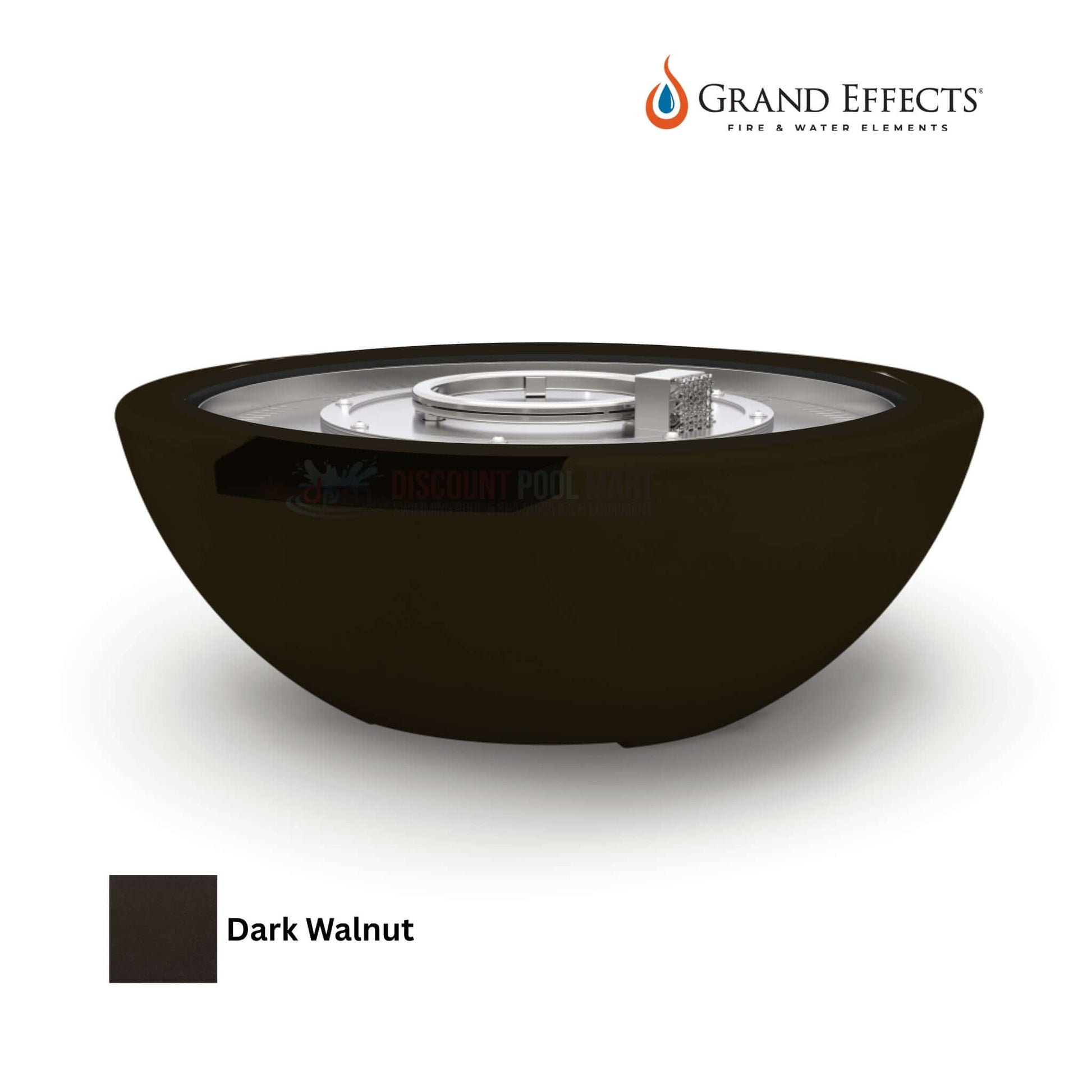 Grand Effects Dark Walnut Fire & Water Bowl from Discount Pool Mart DPM, premium concrete outdoor feature.