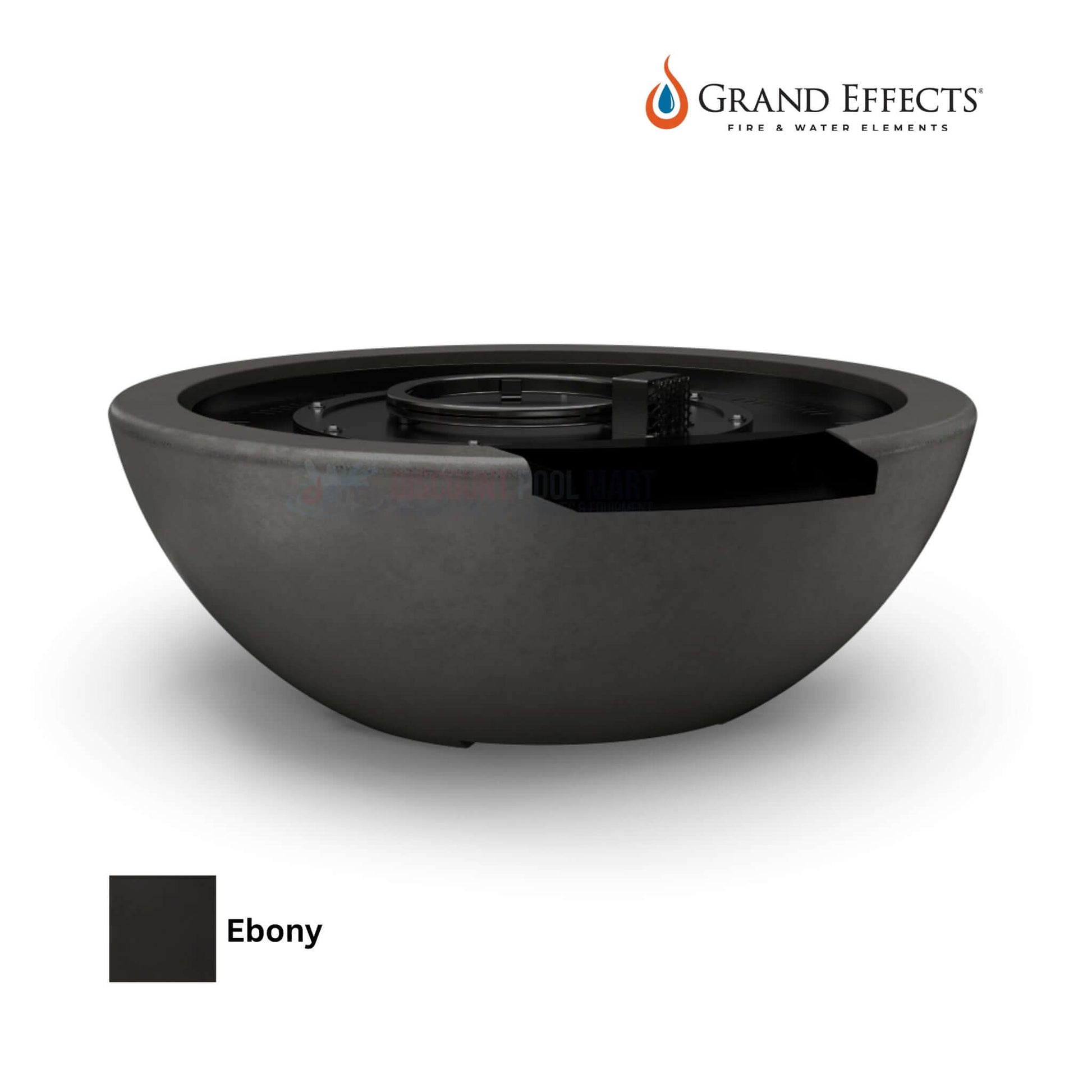 Grand Effects Legacy Fire & Water Bowl in Ebony, premium concrete; UV resistant; DPM SKU included.
