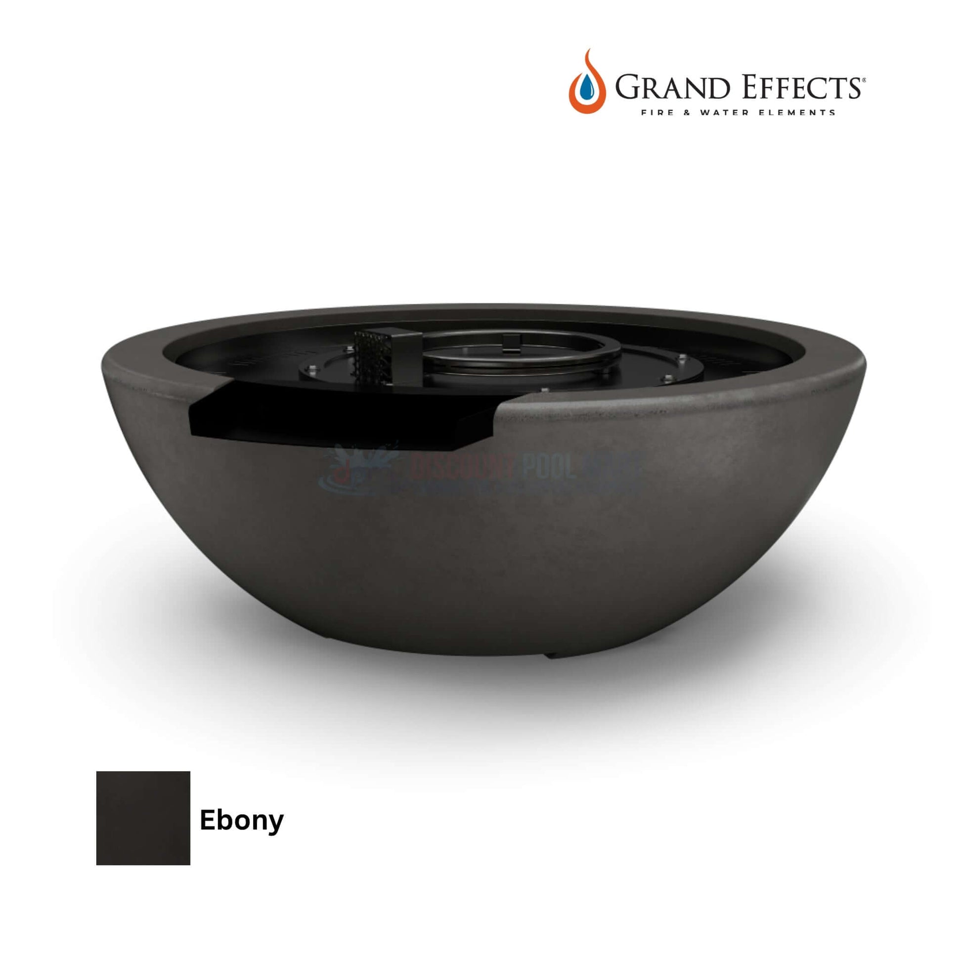 Grand Effects Legacy Fire & Water Bowl in Ebony, premium concrete, SKU DPM, from Discount Pool Mart.