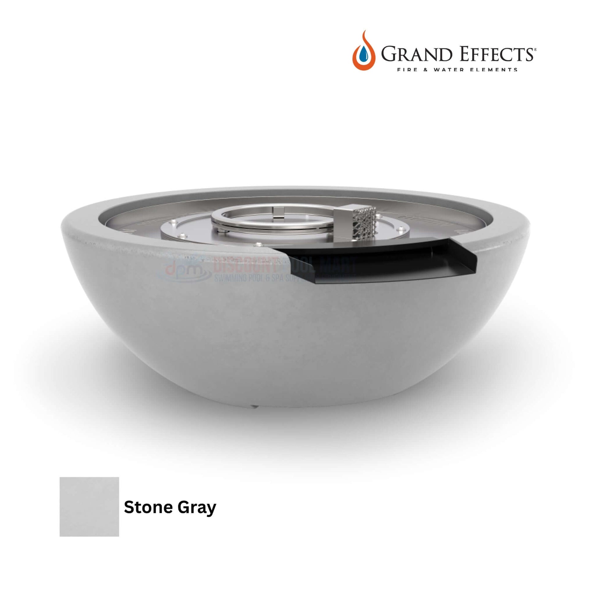 Grand Effects Legacy Fire & Water Bowl in Stone Gray - Durable Concrete Design | Discount Pool Mart DPM SKU: GE-LF&WB