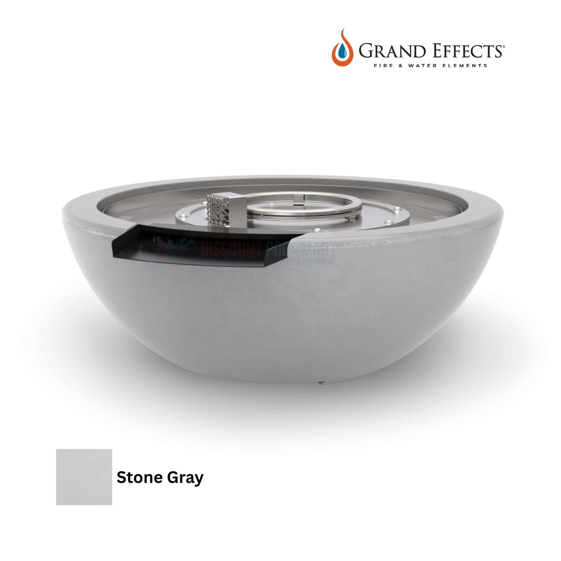 Grand Effects Legacy Fire & Water Bowl in Stone Gray, durable concrete by Discount Pool Mart DPM.