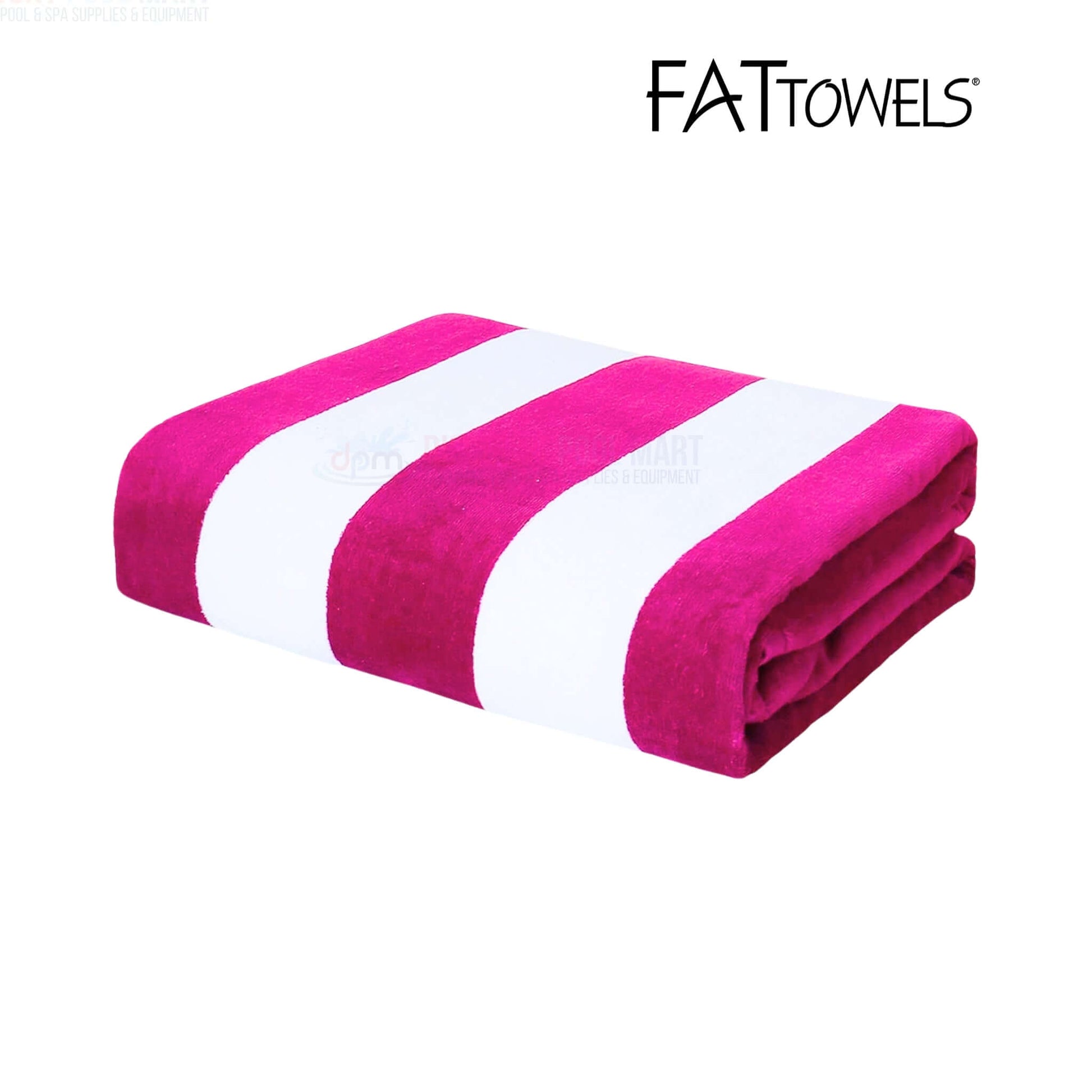 FatTowel Cobana Stripe Velour Beach Towel 35" x 60" in pink and white, SKU DPM, available at Discount Pool Mart.