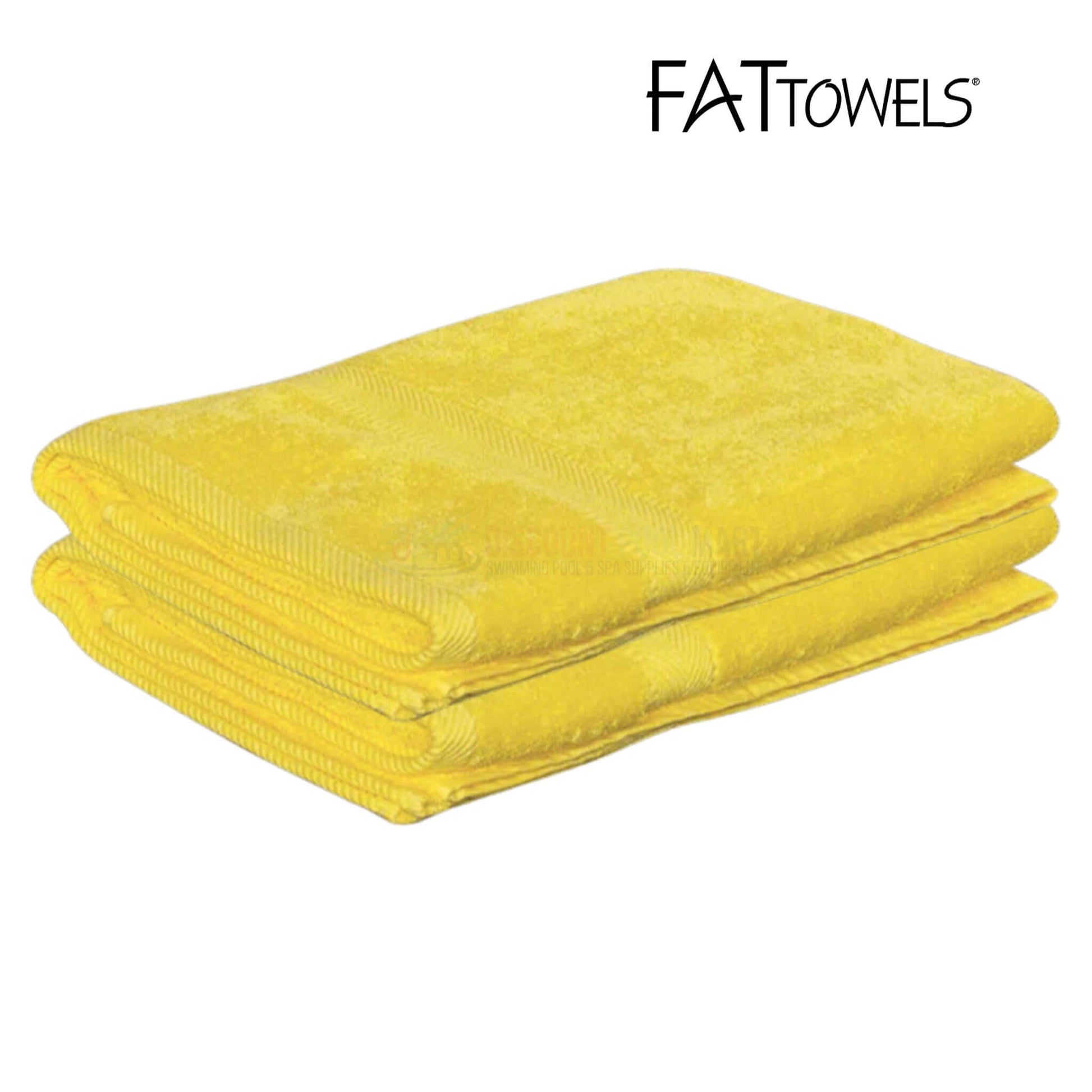 FatTowels Kingsized Velour Beach Towels, 36x72 inches, bright yellow color, ideal for poolside, SKU FT35. Discount Pool Mart DPM.