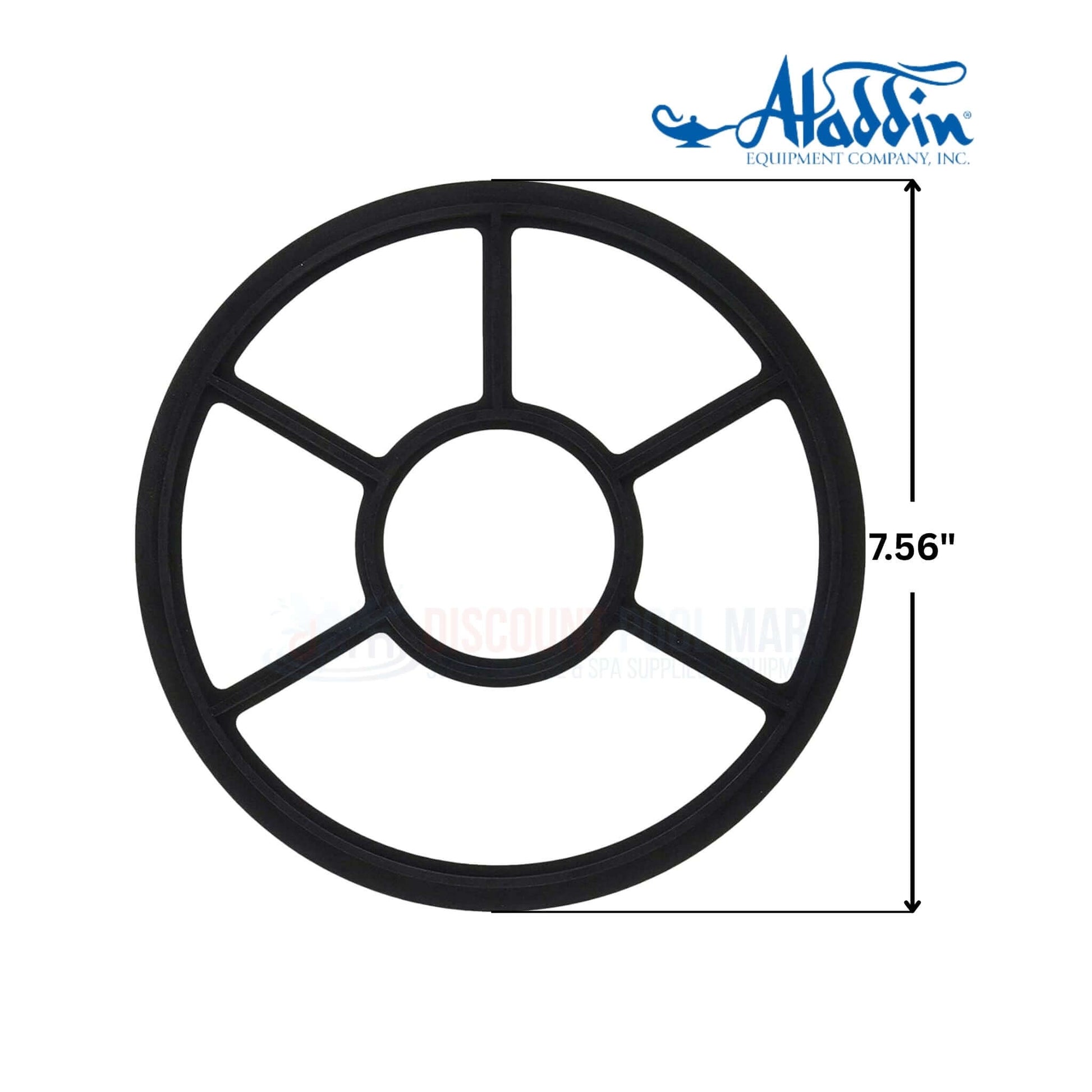 G-400 | Aladdin 2" Hi-Flow Valve Gasket | 7.5" 5 Spokes | 272409, black rubber gasket showing 7.56" diameter, for pool valves.