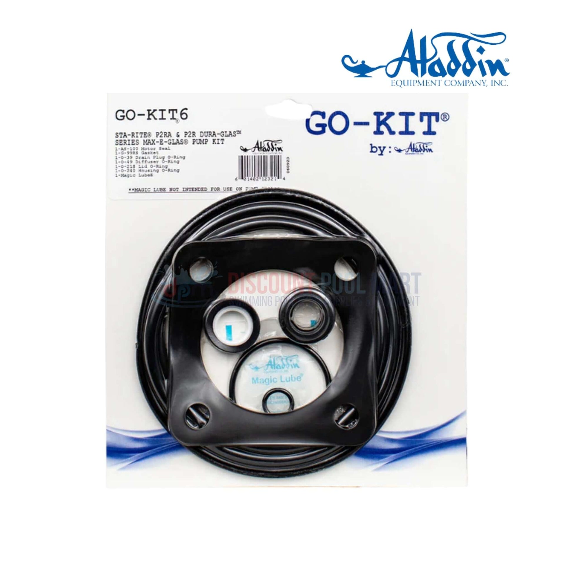 GO-KIT6 | Aladdin Dura-Glas & Max-E-Glas Seal Kit showing all essential gaskets and seals for pool pump rebuild, by Discount Pool Mart.