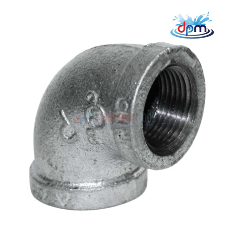 Galvanized 90 Degree Elbow Fitting by Discount Pool Mart DPM, 2-inch diameter, corrosion-resistant, ideal for piping systems.
