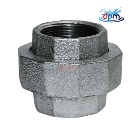 Galvanized Malleable Union 1.5" from Discount Pool Mart DPM, strong and corrosion-resistant for plumbing systems.