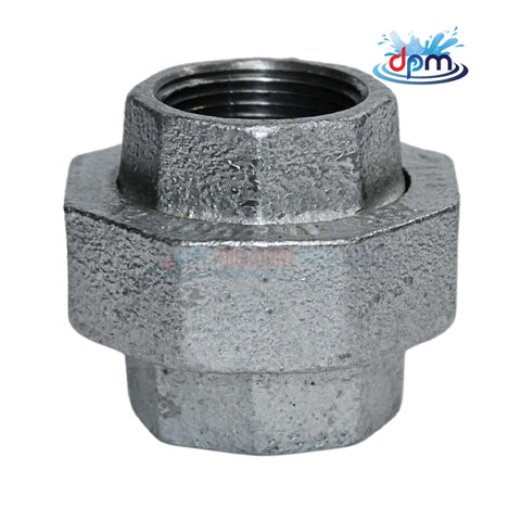 Galvanized Malleable Union 1" fitting for plumbing and gas systems from Discount Pool Mart DPM, corrosion resistant and durable.