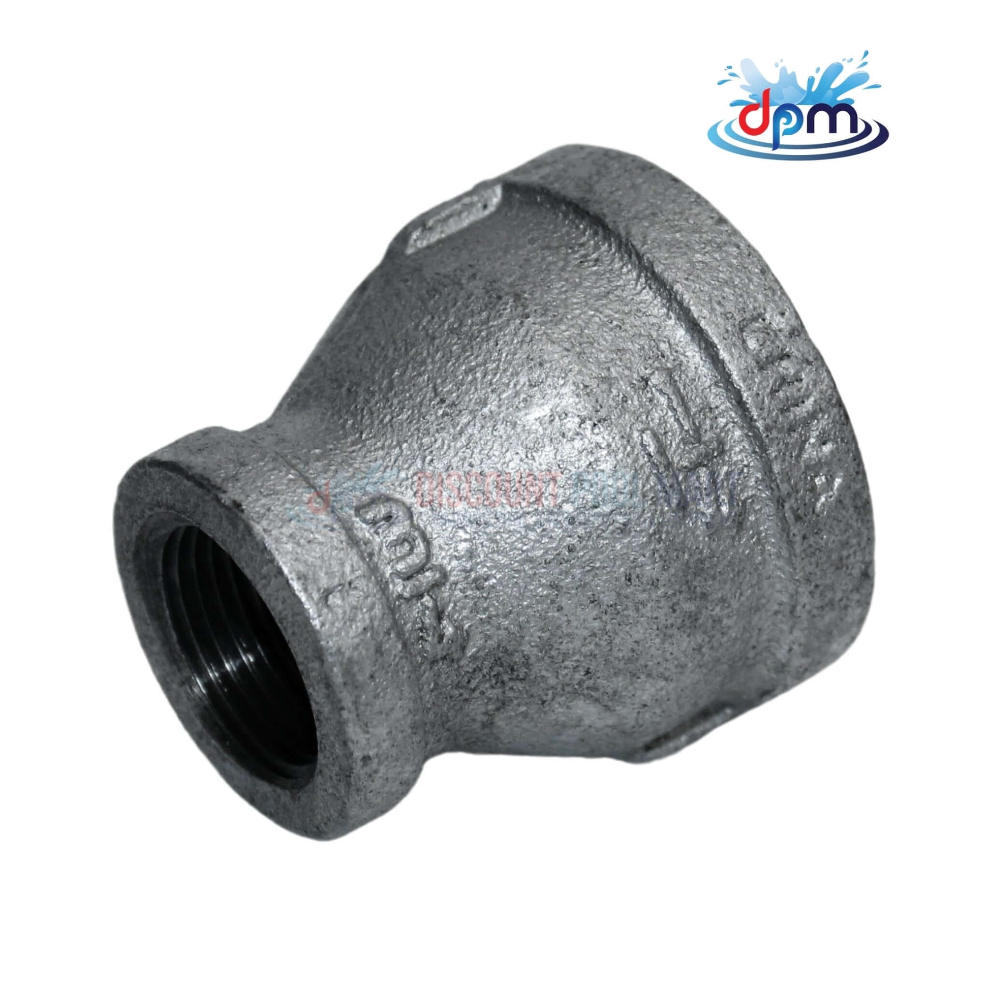 Galvanized Reducer Bushing by Discount Pool Mart, 1-1/4" x 3/4" bell type coupling for durable fluid transition.