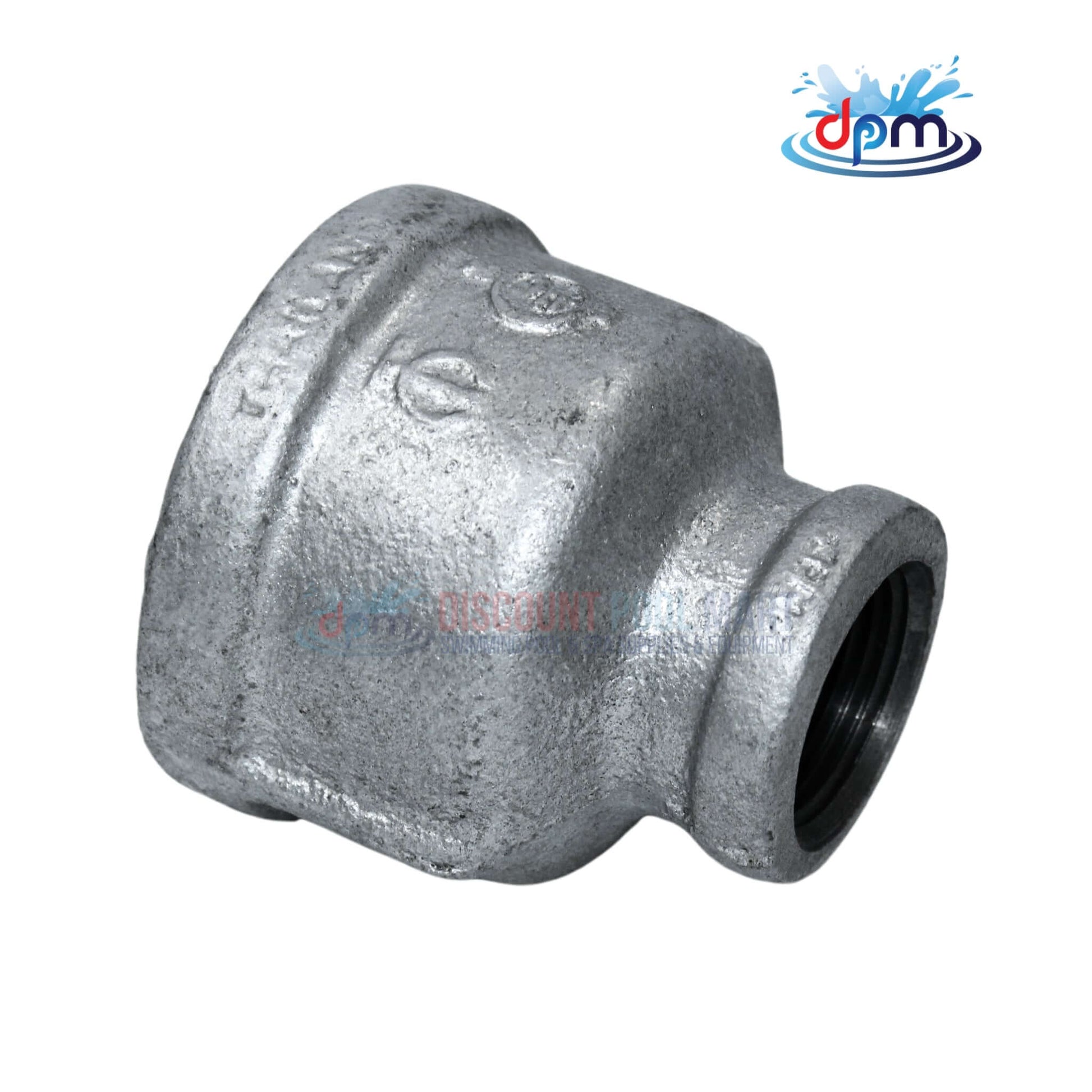 Galvanized Reducer Bushing, bell type, 2" x 1" coupling, robust design from Discount Pool Mart DPM.