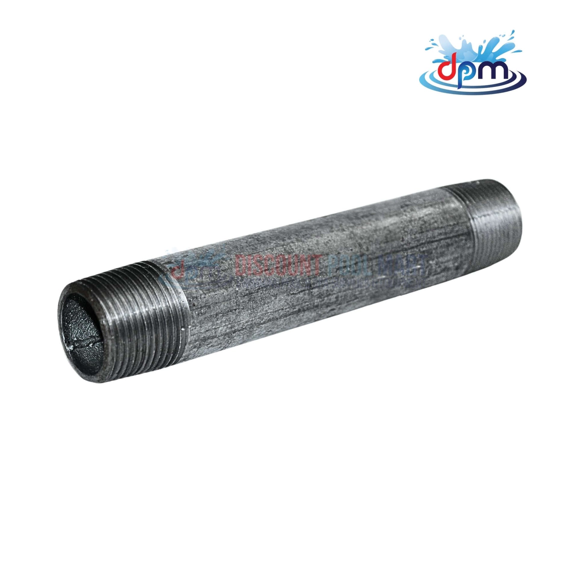 Galvanized Steel Nipple 3/4" x 7" from Discount Pool Mart DPM, ideal for plumbing and gas connections.