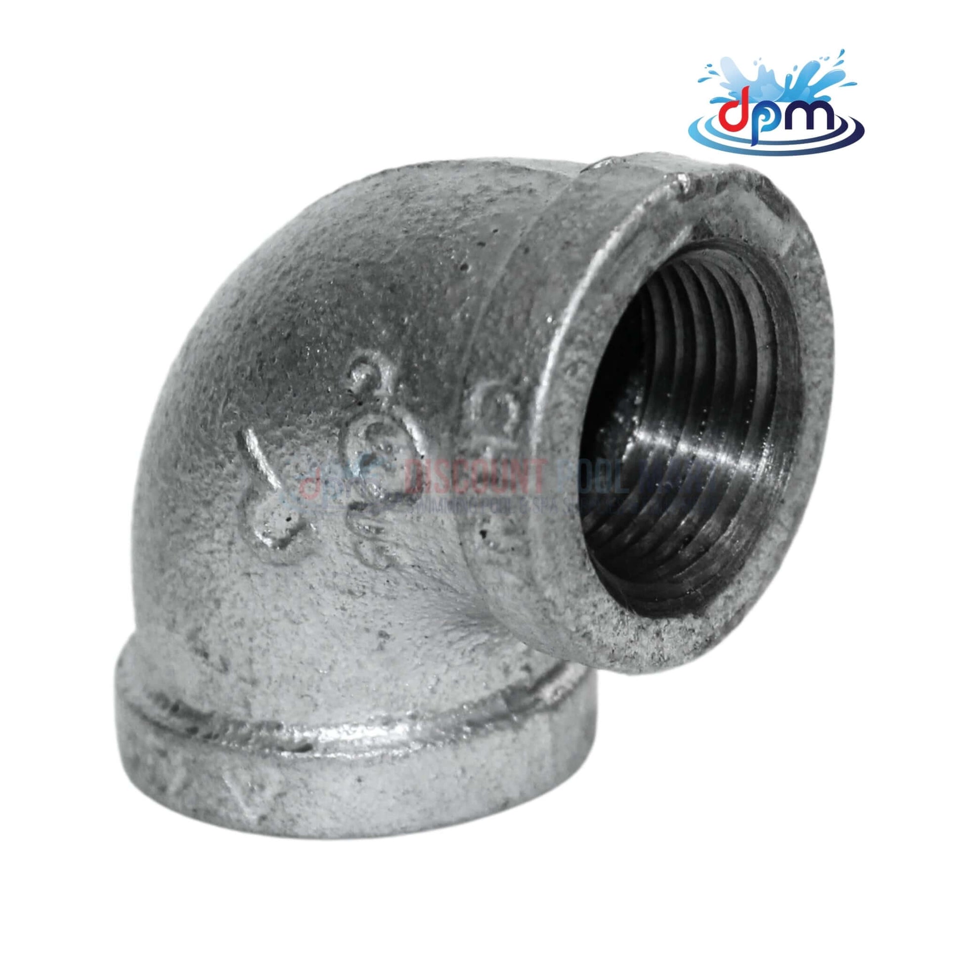 Galvanized 90 Degree Elbow Fitting 1.5 inch by Discount Pool Mart DPM for gas and water piping systems.