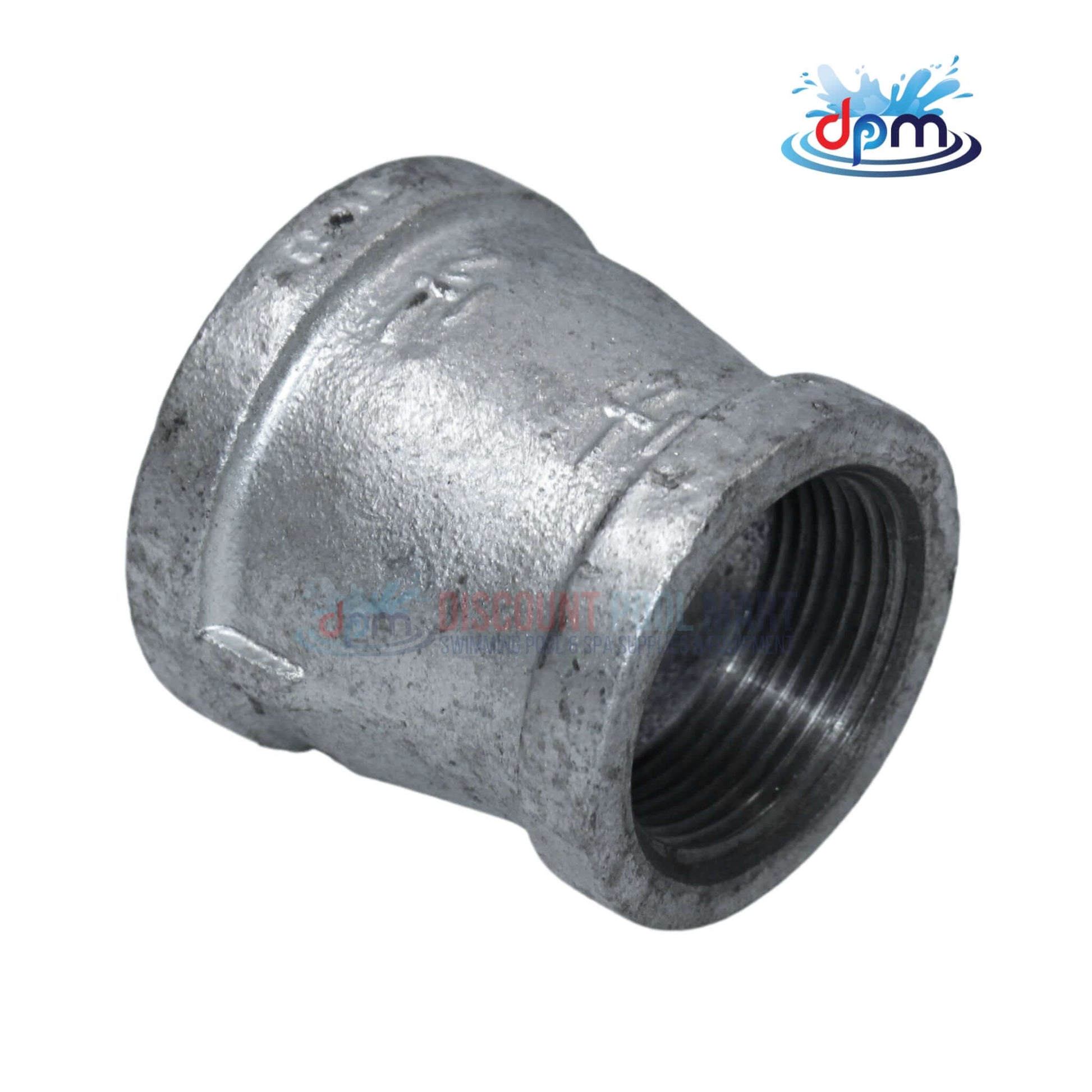 Galvanized Reducer Bushing bell type 1-1/2" x 1-1/4" by Discount Pool Mart DPM for reliable fluid connections.
