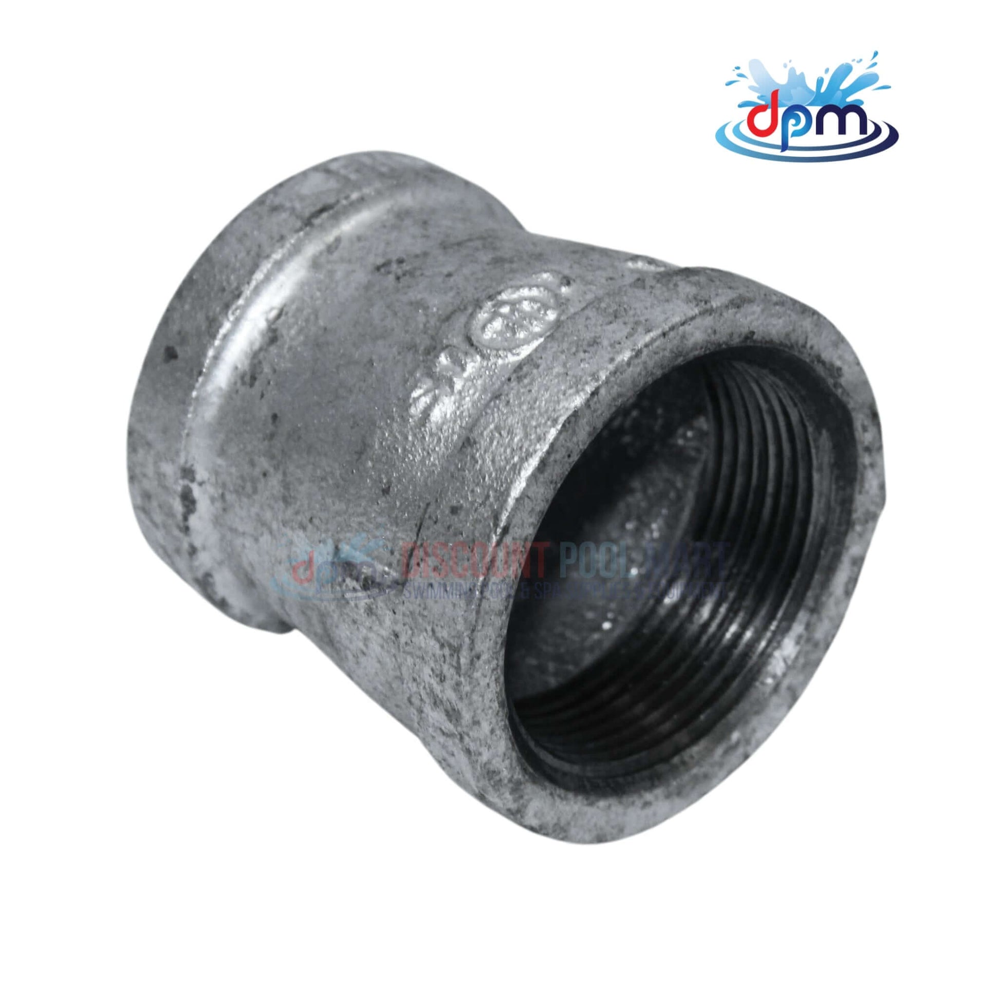 Galvanized Reducer Bushing bell type 1-1/2" x 1-1/4" by Discount Pool Mart DPM for fluid systems.