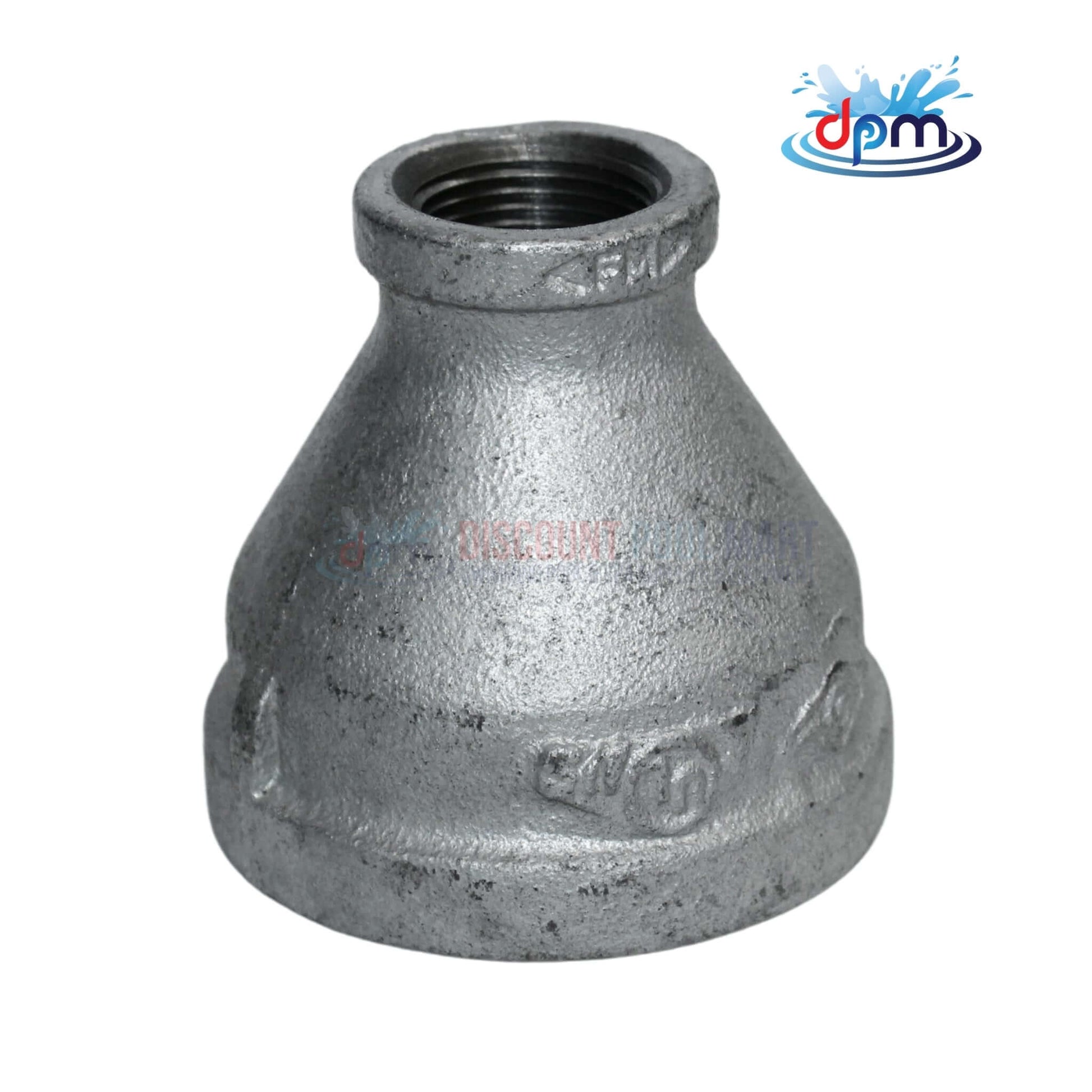 Galvanized Reducer Bushing, bell-type, 2" x 3/4", by Discount Pool Mart DPM for secure pipe transition.