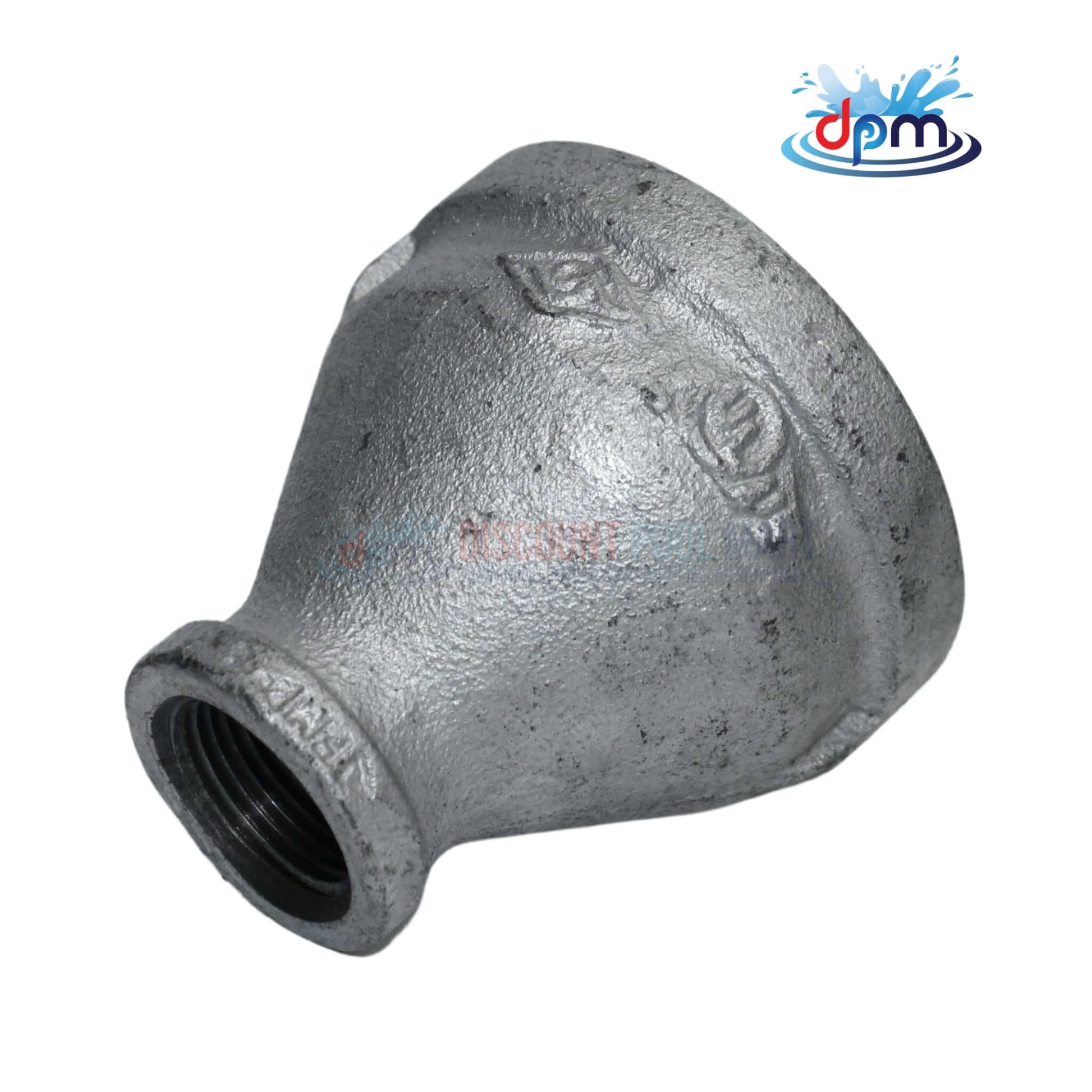 Galvanized Reducer Bushing from Discount Pool Mart DPM, 2" x 3/4" bell-type reducing coupling for fluid systems.