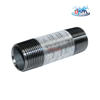 Galvanized Steel Nipple 3/4" x 3.5" for plumbing connections by Discount Pool Mart DPM, ensures leak-resistant durability.