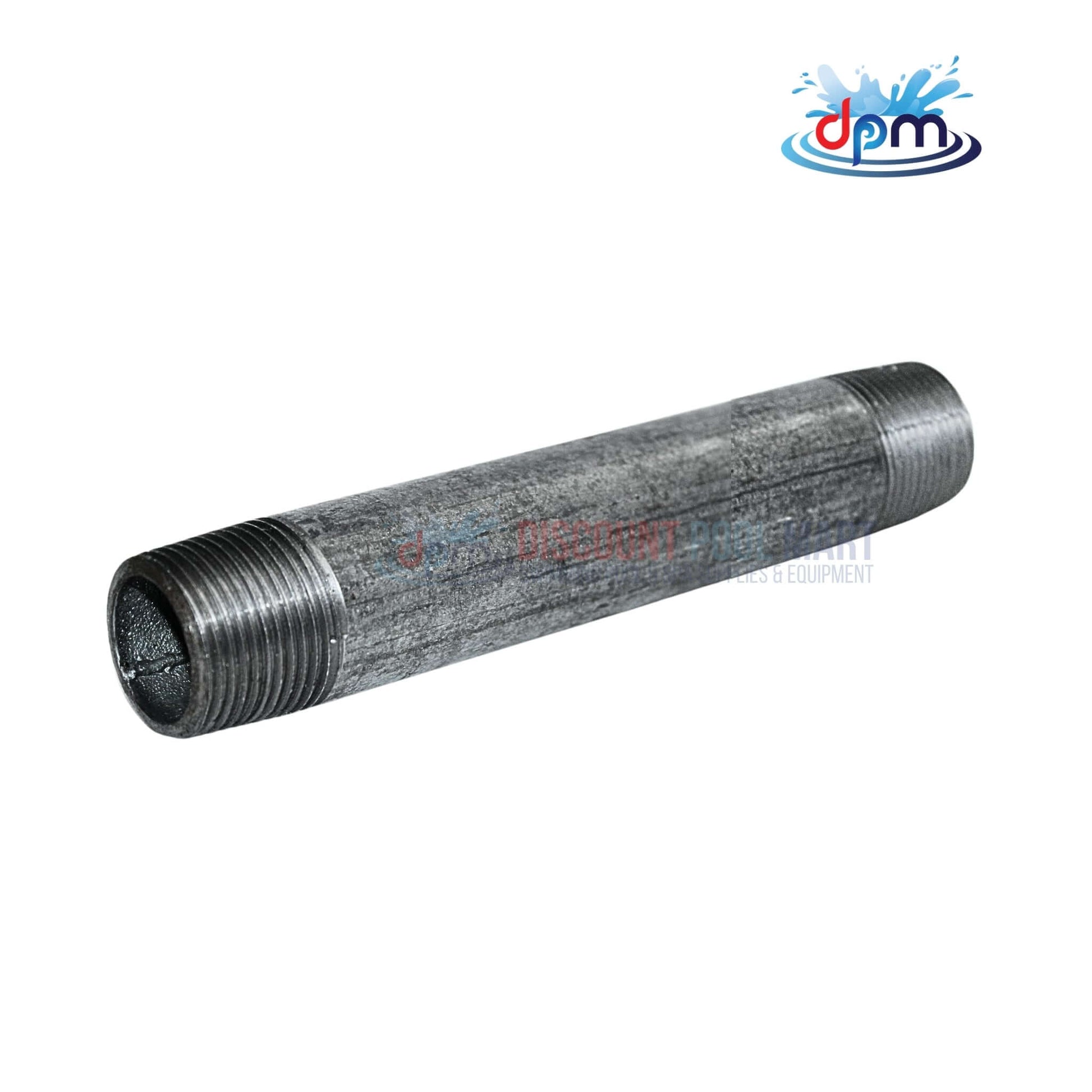 Galvanized Steel Nipple 3/4" x 8" from Discount Pool Mart DPM for plumbing and gas connections.