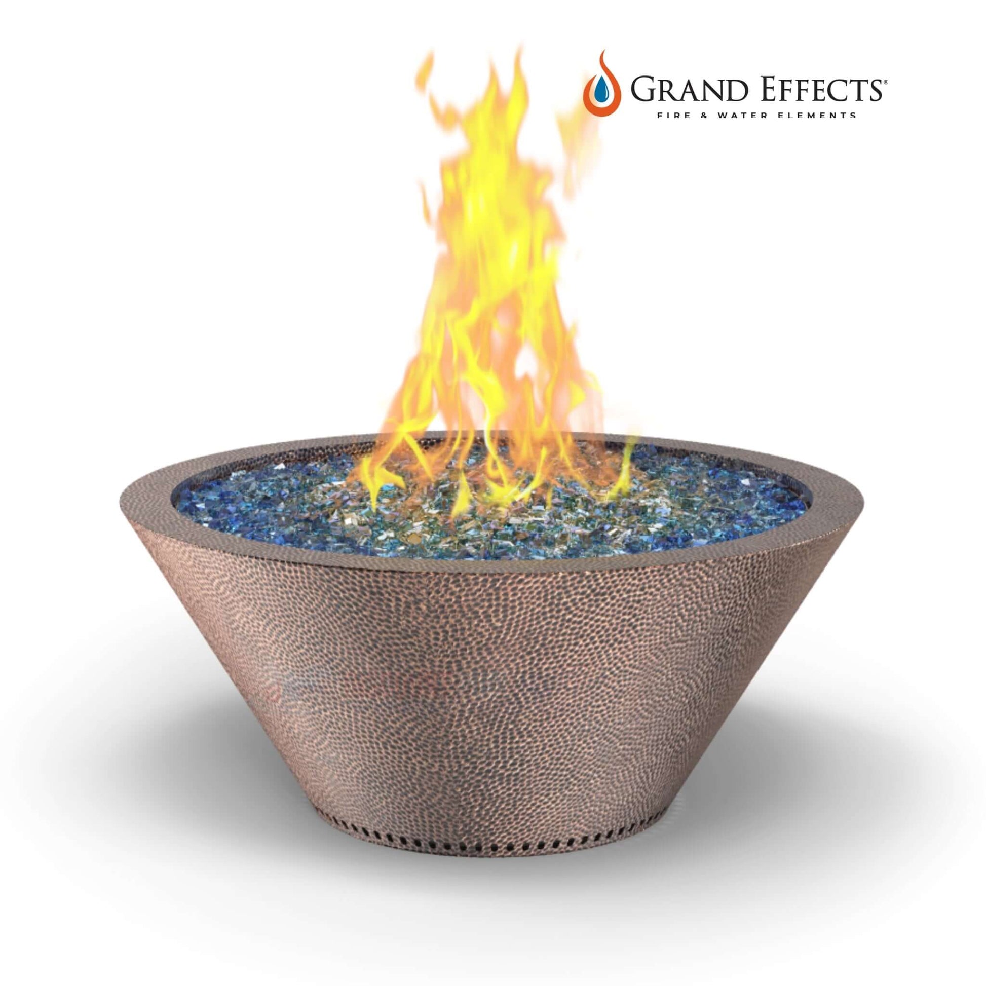 Grand Effects Oil Rubbed Essex Round Fire Bowl in Hammered Copper, SKU DPM-12345, from Discount Pool Mart.