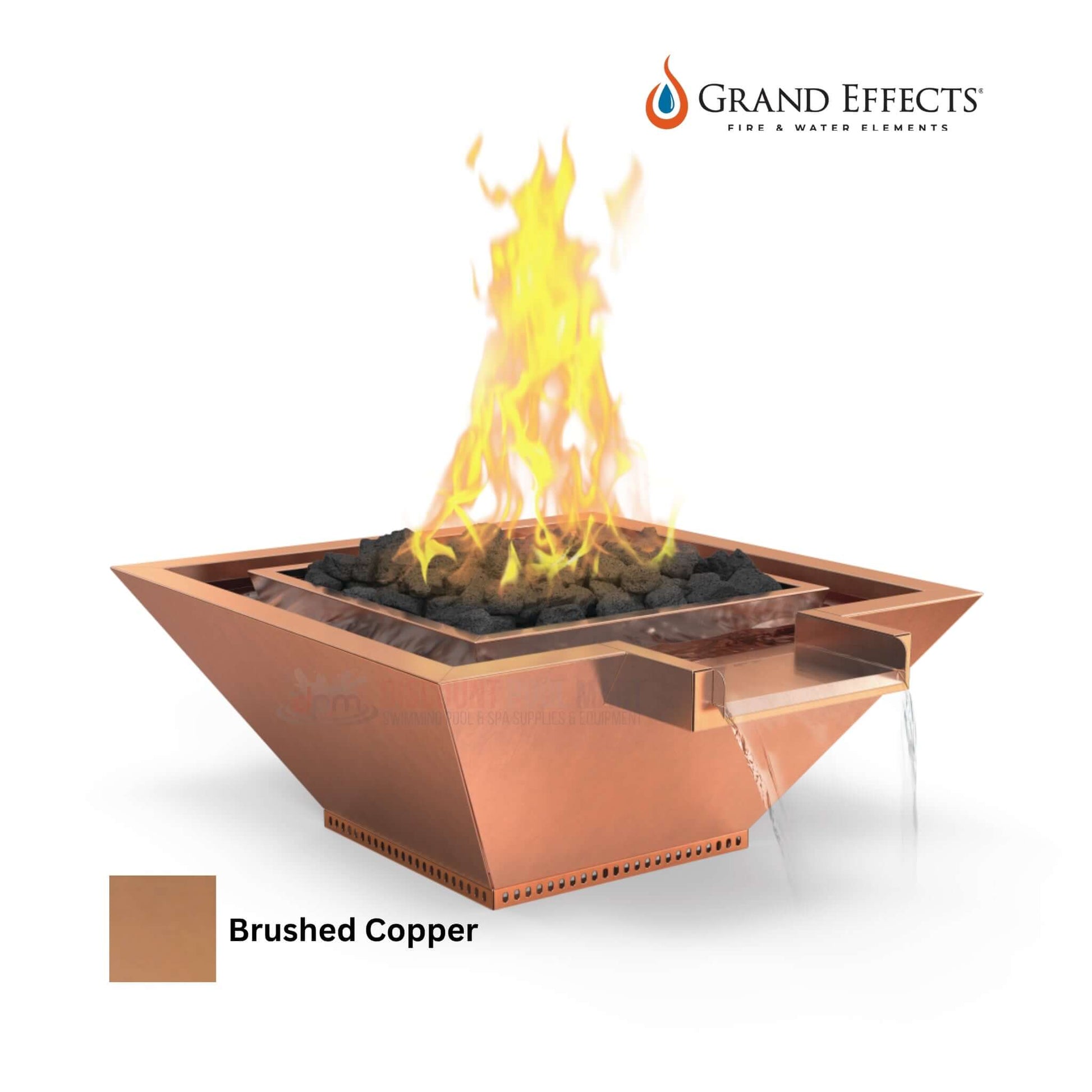 Grand Effects Square Corinthian Fire & Water Bowl Copper DPM Discount Pool Mart SKU: Artisan Series Extended Lip