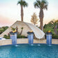 Grand Effects Corinthian Fire & Water Bowl Concrete at Discount Pool Mart DPM with palm trees and slide.