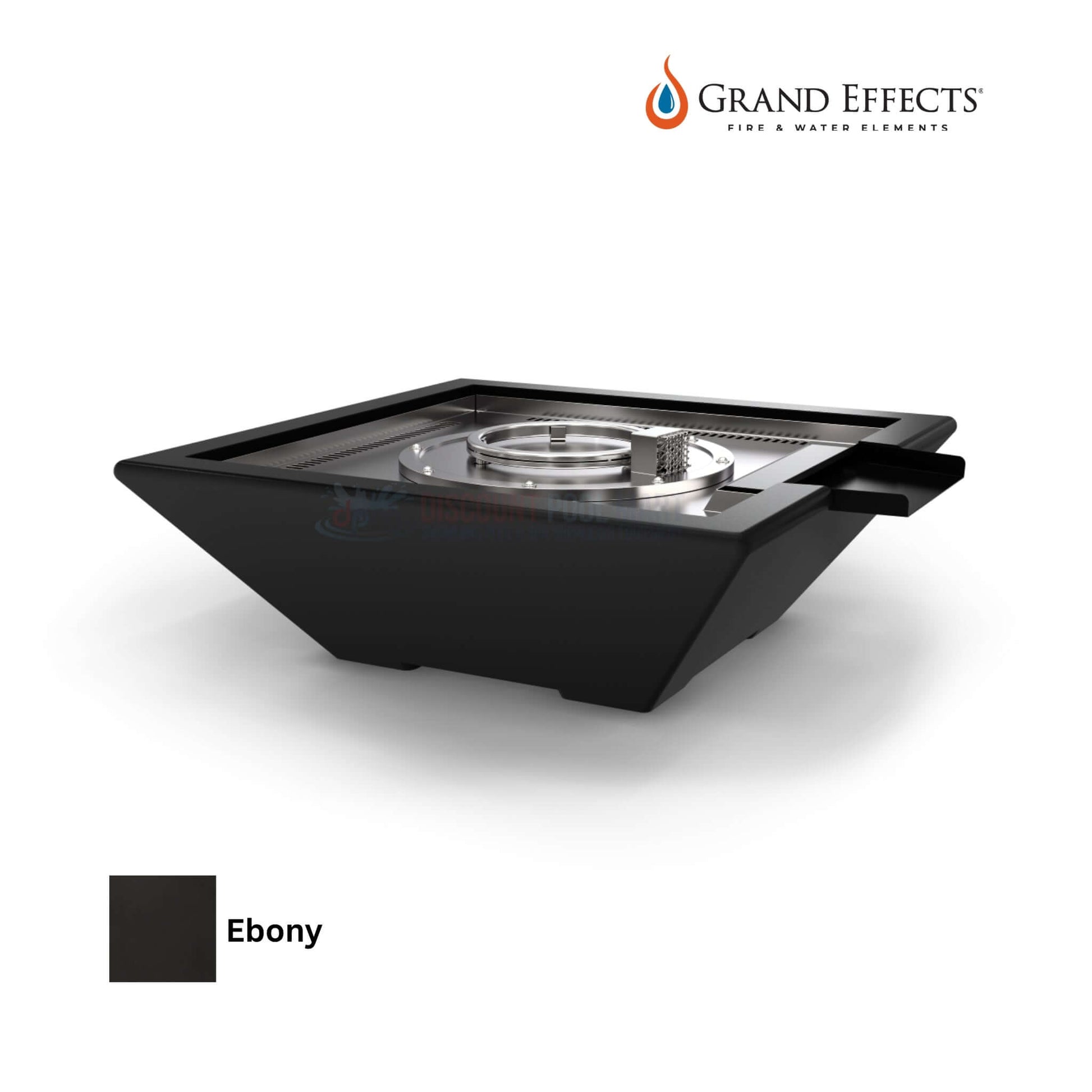Grand Effects Corinthian Fire & Water Bowl in Ebony from Discount Pool Mart DPM. Stylish 30-inch square bowl for flames & water.