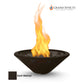 Grand Effects Essex Fire Bowl in Concrete with flames, Dark Walnut finish, from Discount Pool Mart DPM, SKU: GE-EB-XX