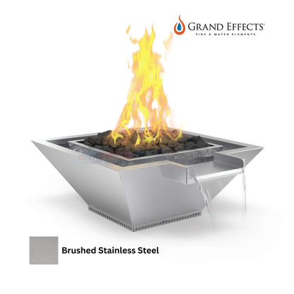 Grand Effects Square Corinthian Fire & Water Bowl in Brushed Stainless Steel from Discount Pool Mart DPM - SKU: Artisan Series