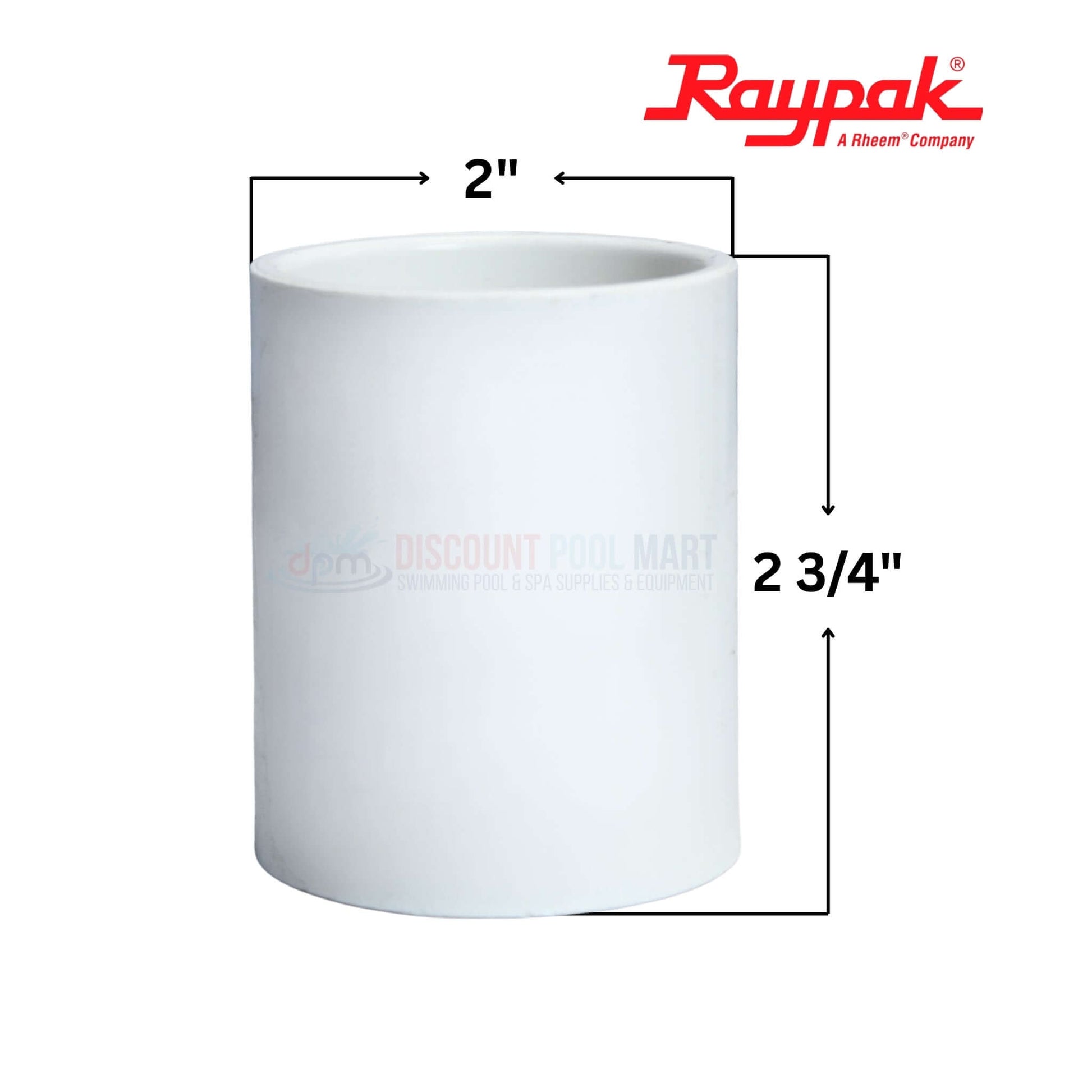 H000042 | Raypak Heat Pump Bypass Assembly, white PVC fitting, 2" diameter, 2 3/4" height, ideal for pool supplies at Discount Pool Mart.