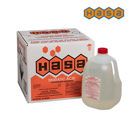 HASA Muriatic Acid 31.45% for pools and spas, available at Discount Pool Mart (DPM) for water balance and clarity.