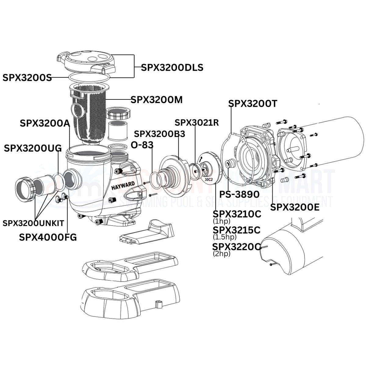 Hayward TriStar Single Speed Pump Replacement Parts Diagram
