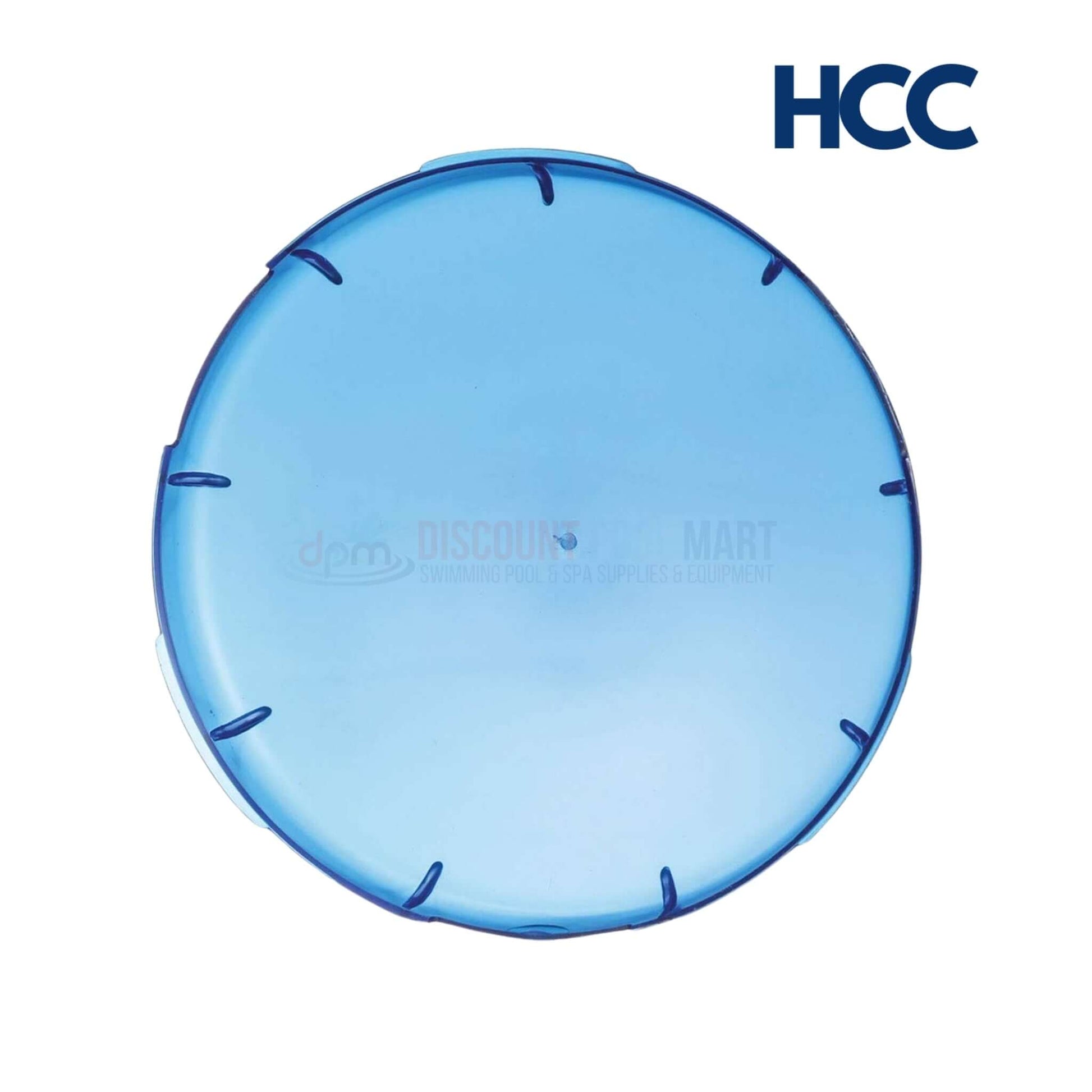 HCC Blue Lens Cover for Amerlite Pool Lights, 7.5" from Discount Pool Mart, vibrant blue, durable construction.