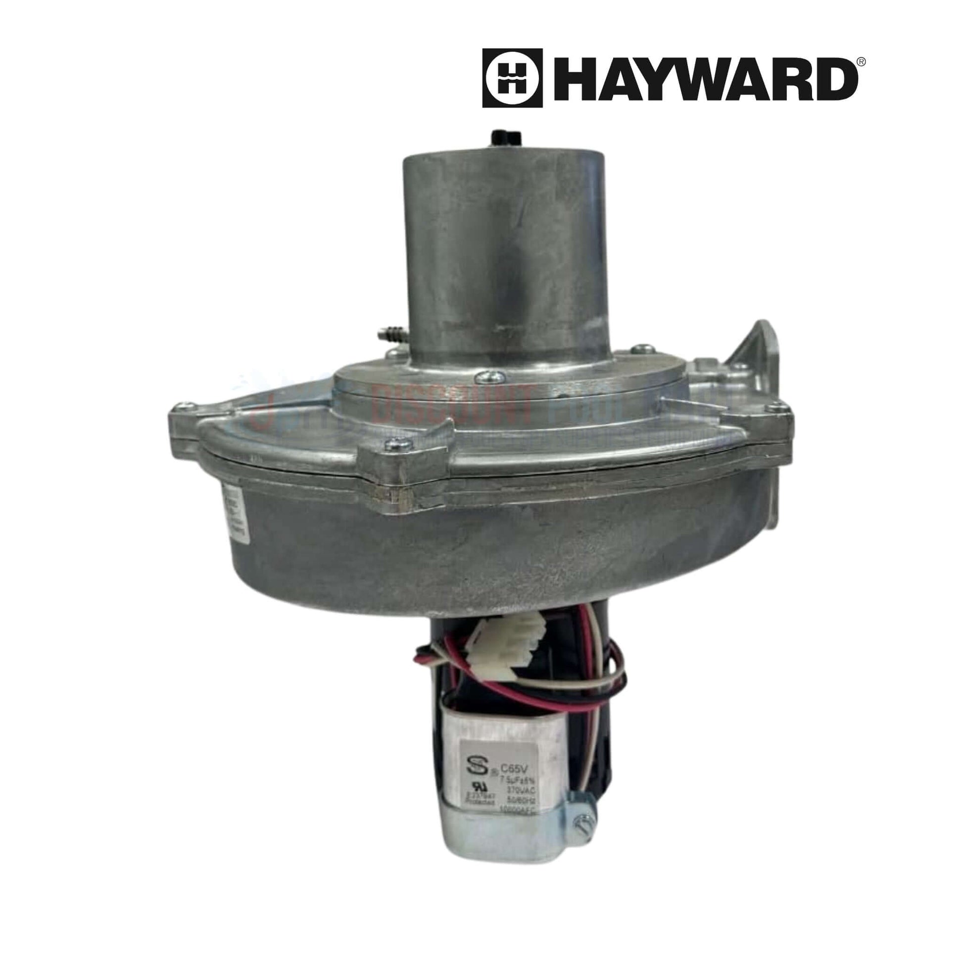 HDXFBWR001 | Hayward HC Series HDF Combustion Blower showing metal housing and motor, used for efficient ignition, available at Discount Pool Mart.